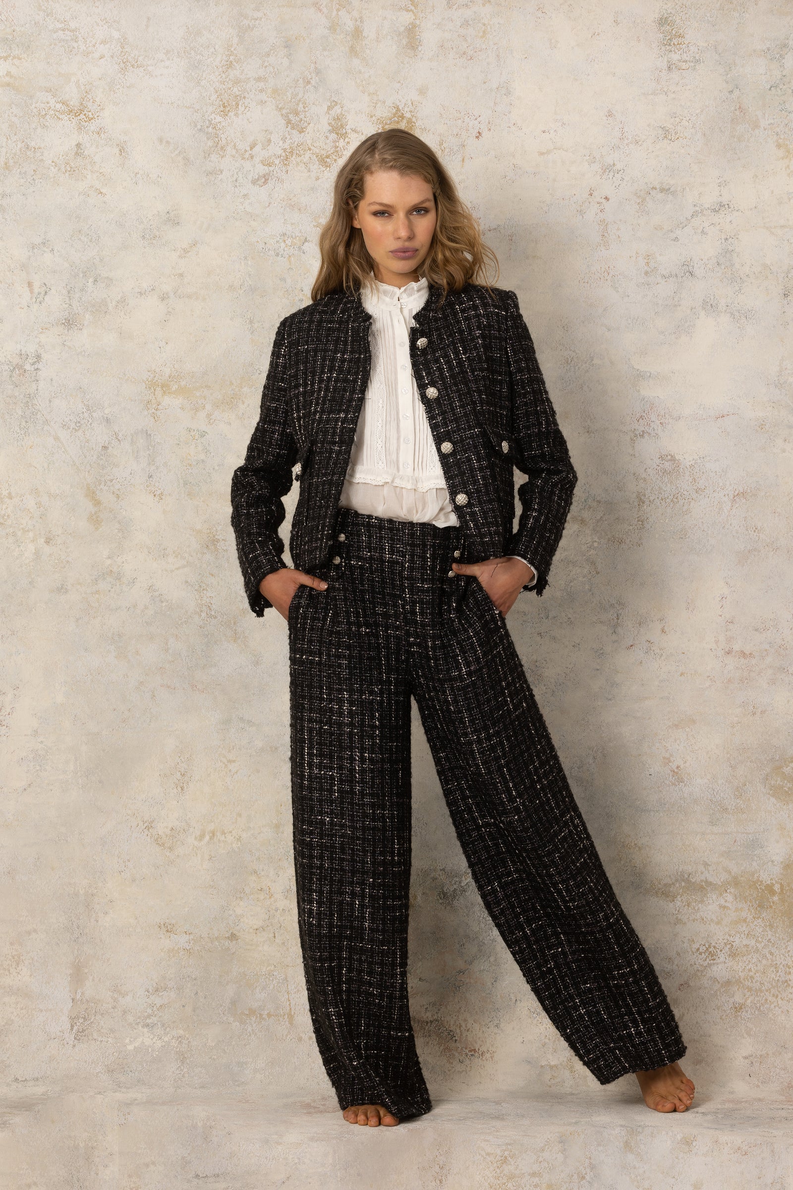 Claudia Sailor Pant Black with Silver Thread