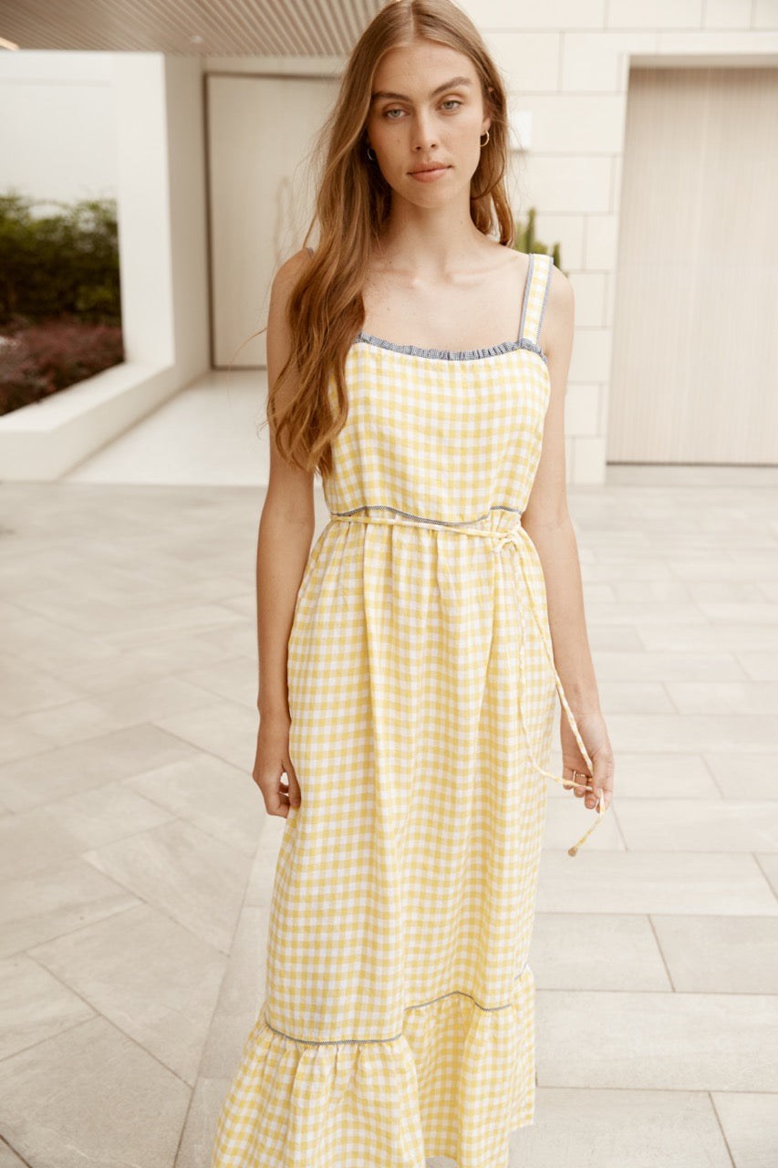 Dreamer Dress in Banana Gingham