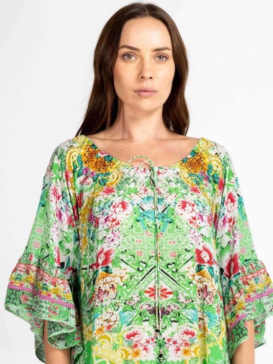 Boho Top in Versailles Gardenia Green