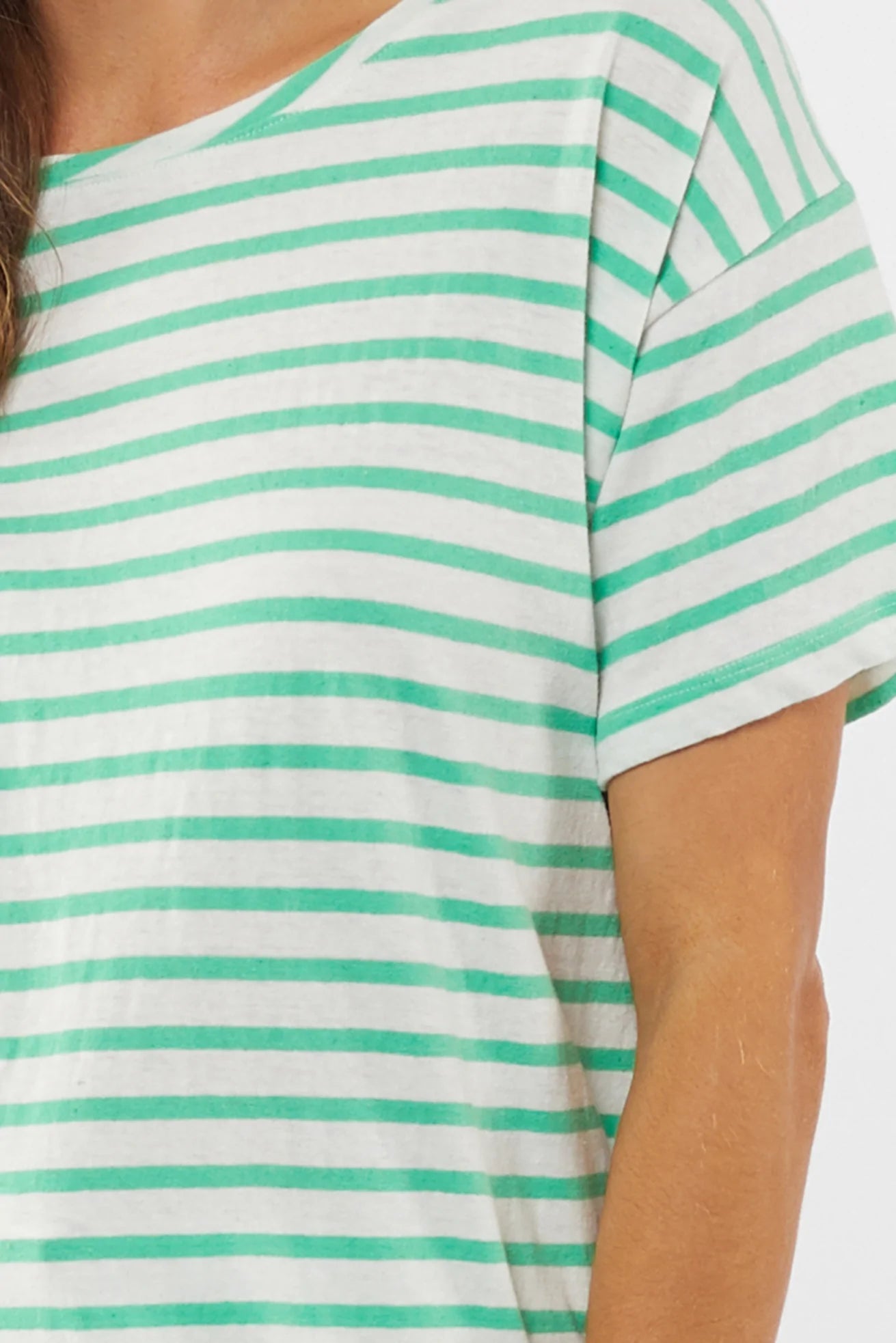 Clover Short Sleeve Tee in Mint/White Stripe