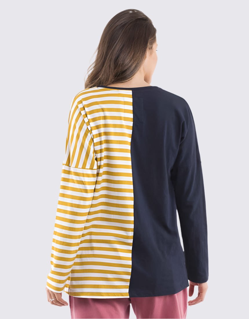 Endeavor Stripe Long Sleeve Tee in Yellow