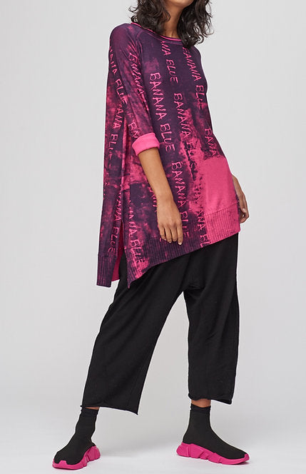 Bougainvillea Graffiti Print Knit Top