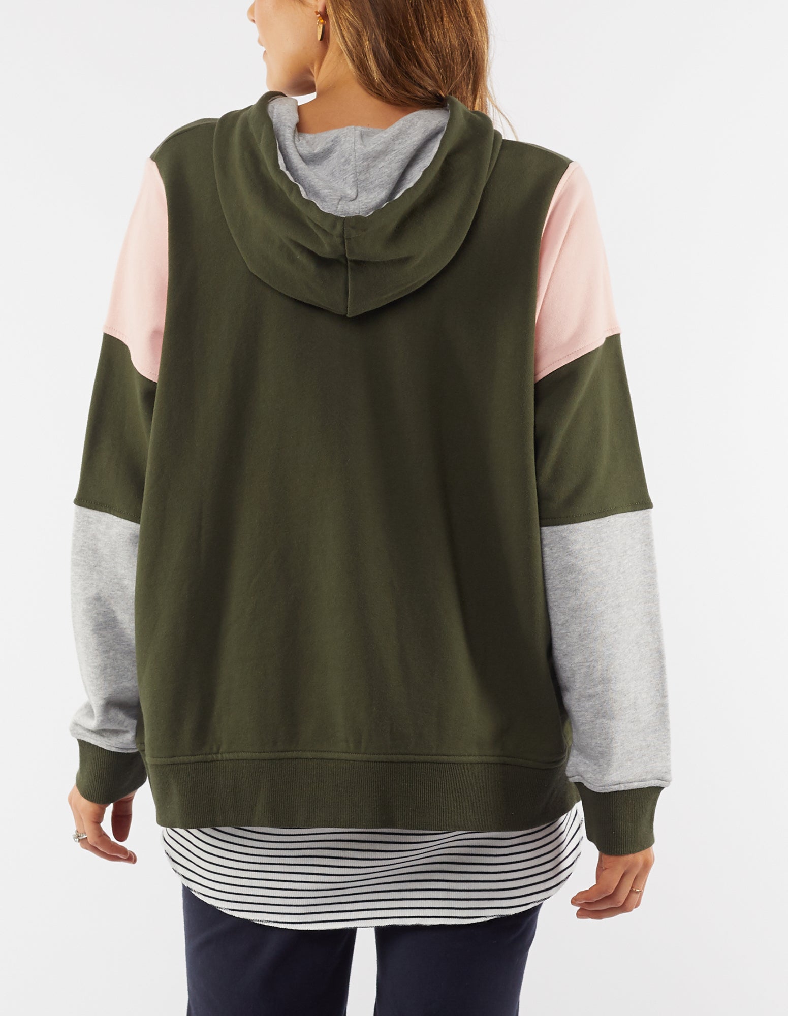 Amelia Panel Hoodie in Khaki