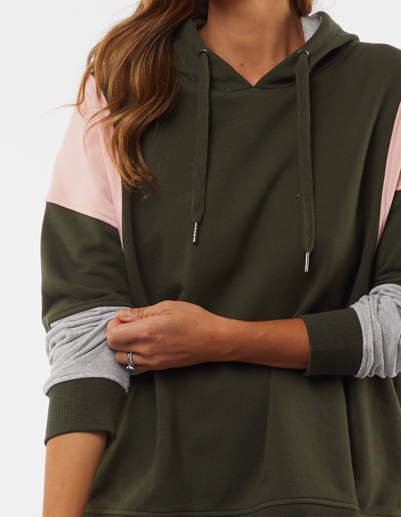 Amelia Panel Hoodie in Khaki