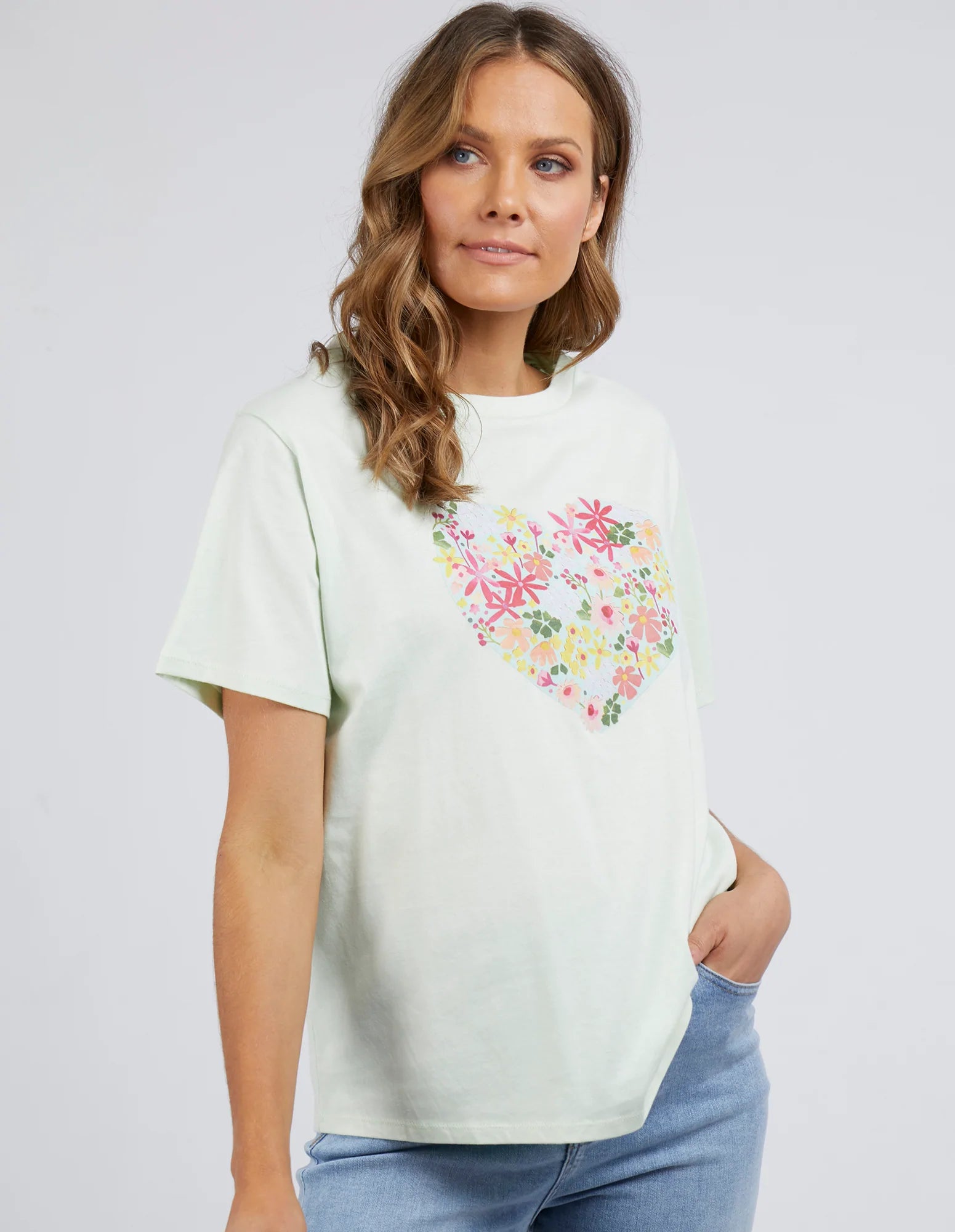 Laura Heart Tee in Opal Blue