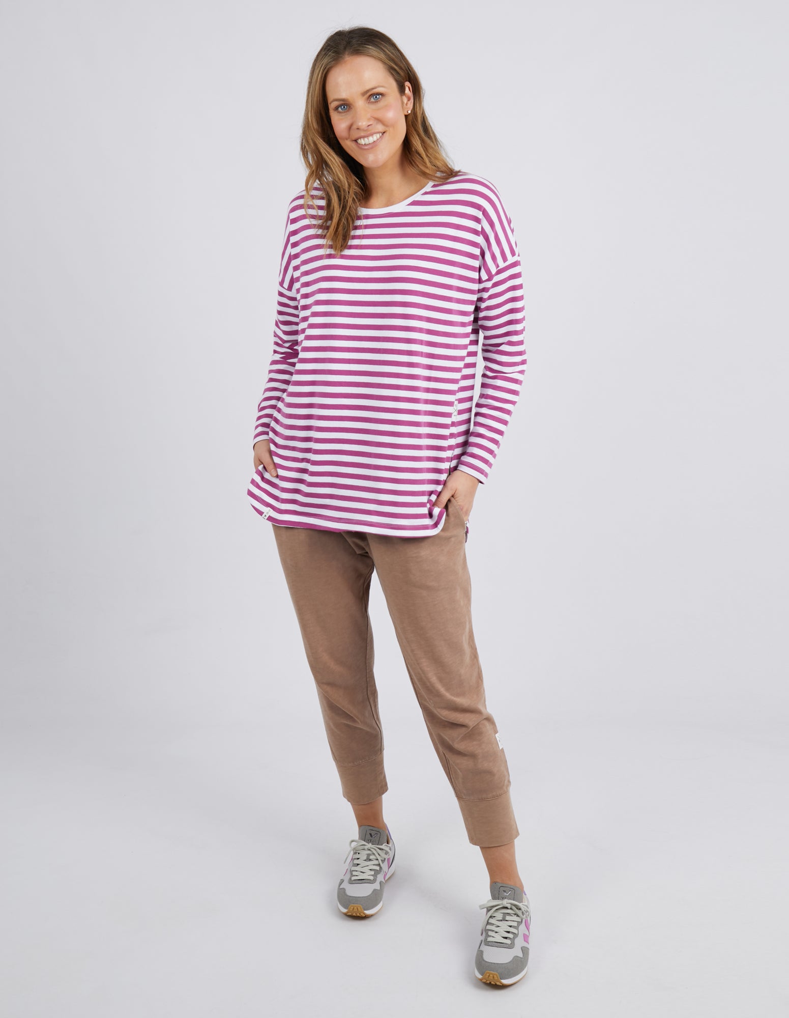 Lauren Long Sleeve Stripe Tee in Sherbet