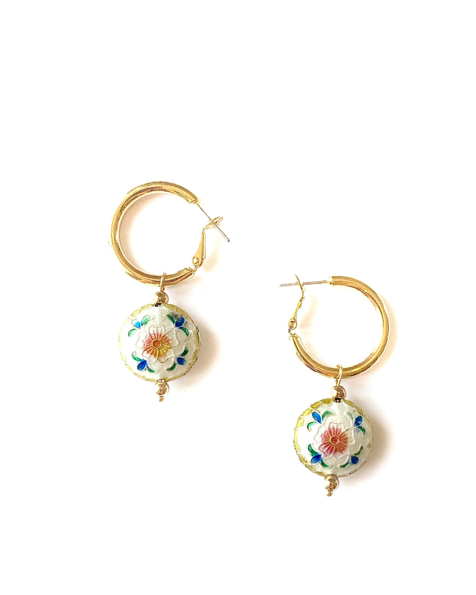 Glass Bead Gold Hoops