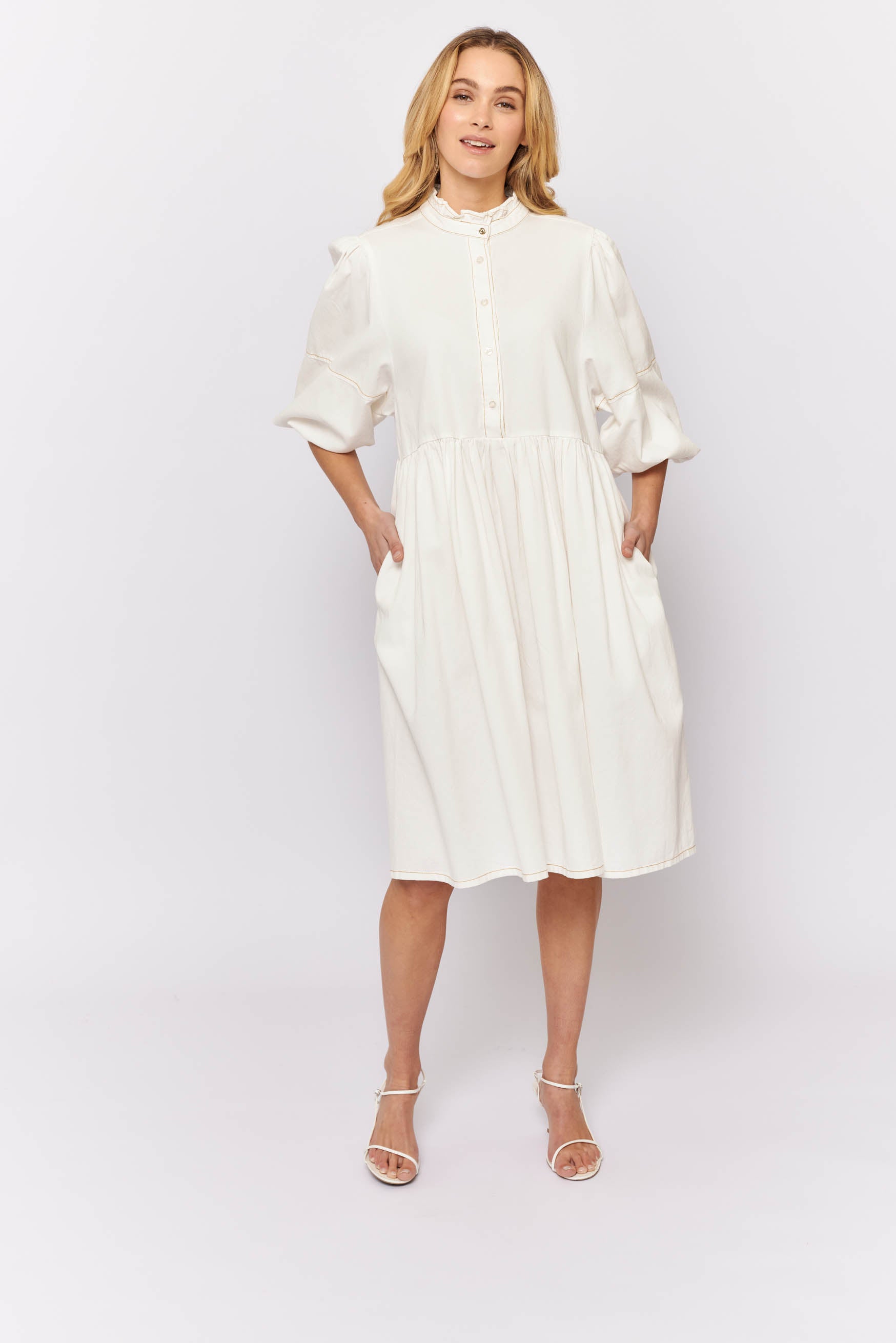 Lume Dress in White Denim