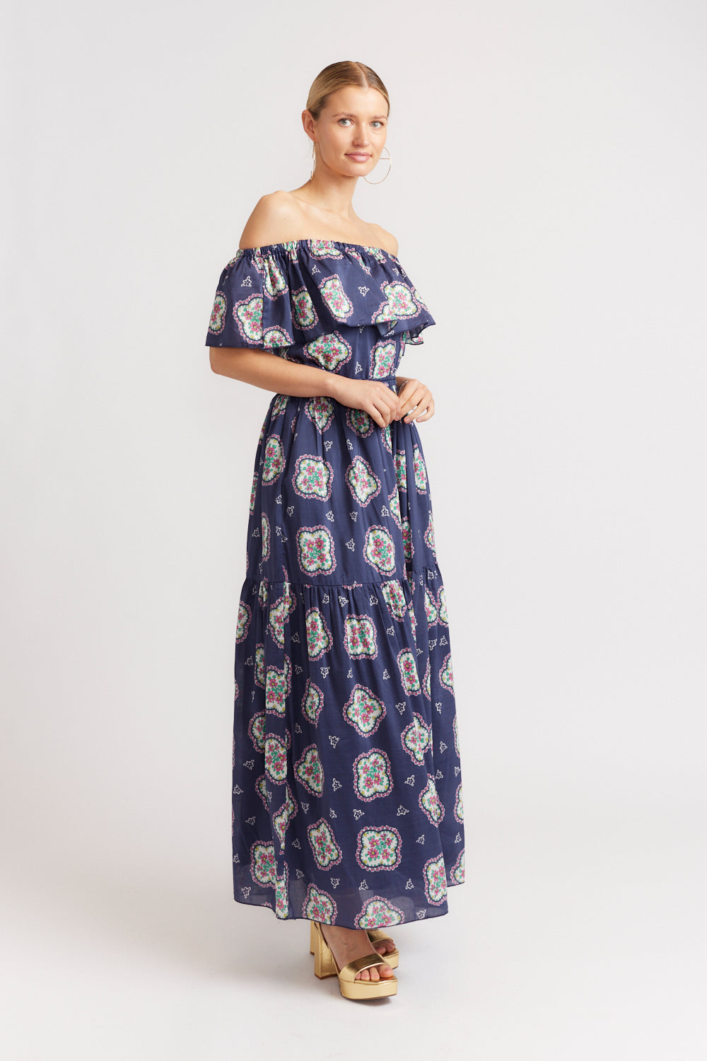 Cha Cha Dress in Navy Mosaic