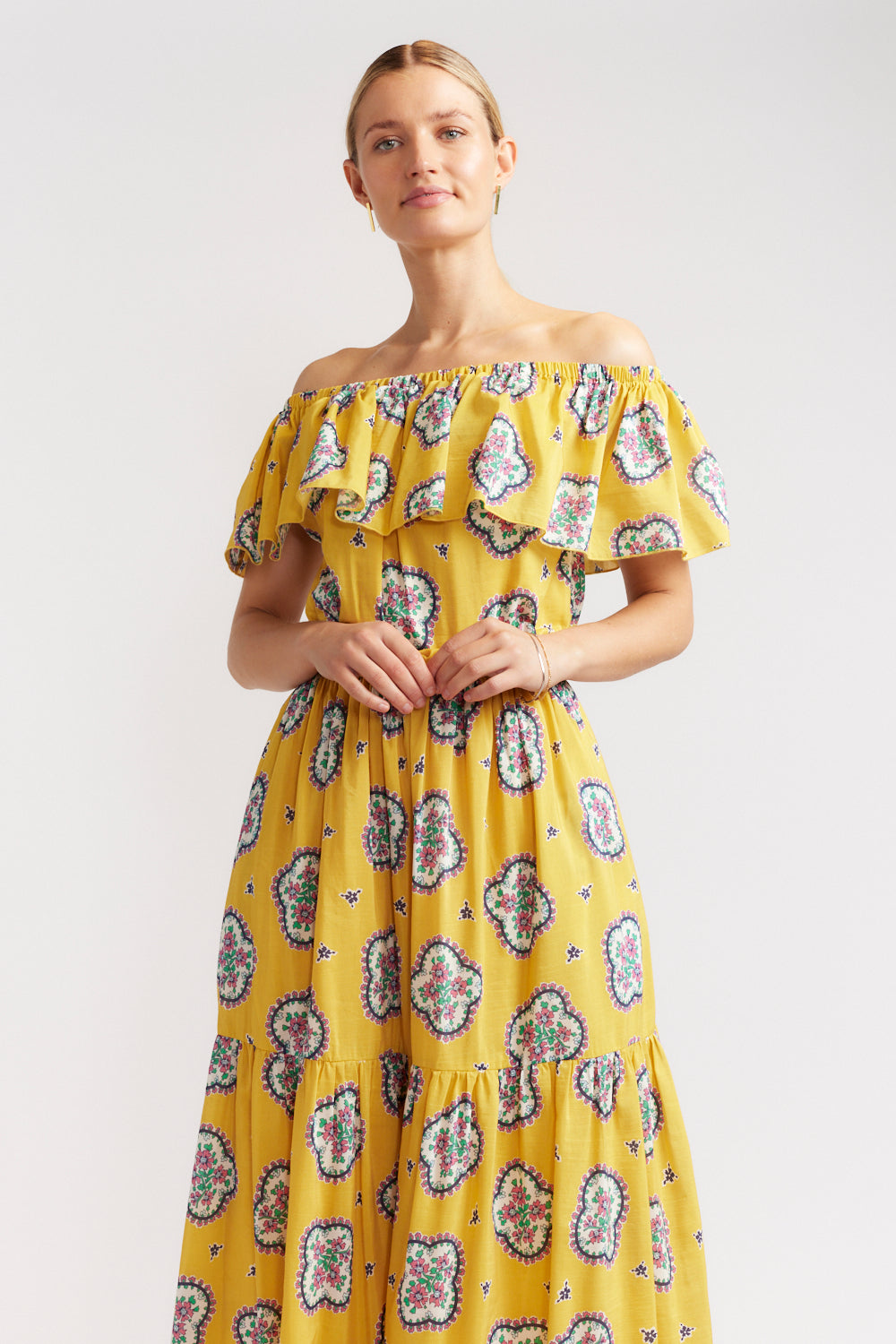 Cha Cha Dress in Mustard Mosaic