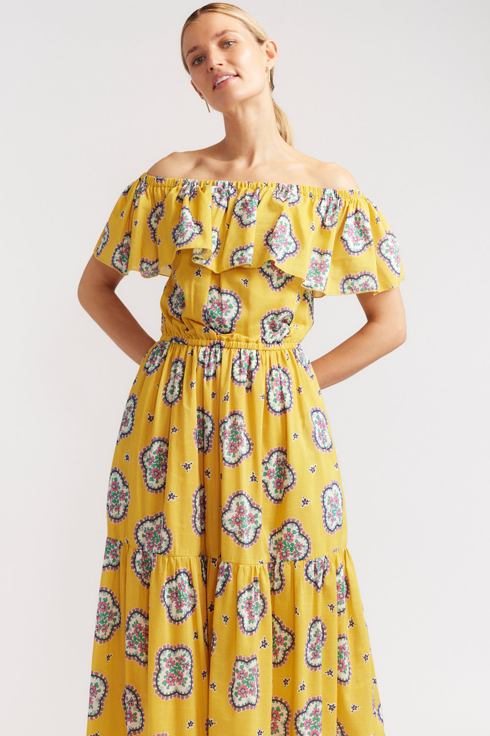 Cha Cha Dress in Mustard Mosaic