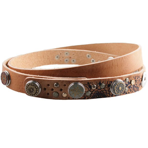 NOOSA AMSTERDAM DIVALI PRINT BELT SKINNY - NATURAL