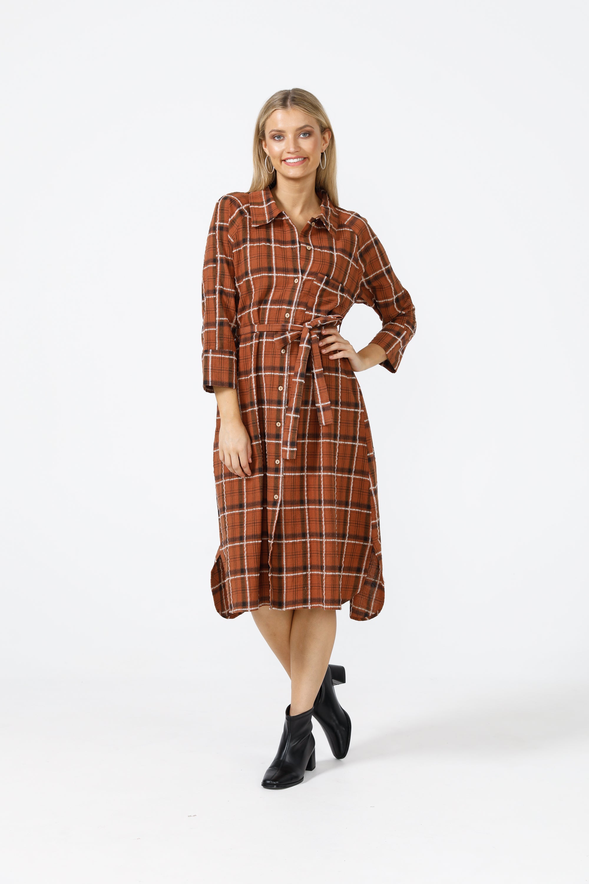 Ines Shirtdress in Brown Check