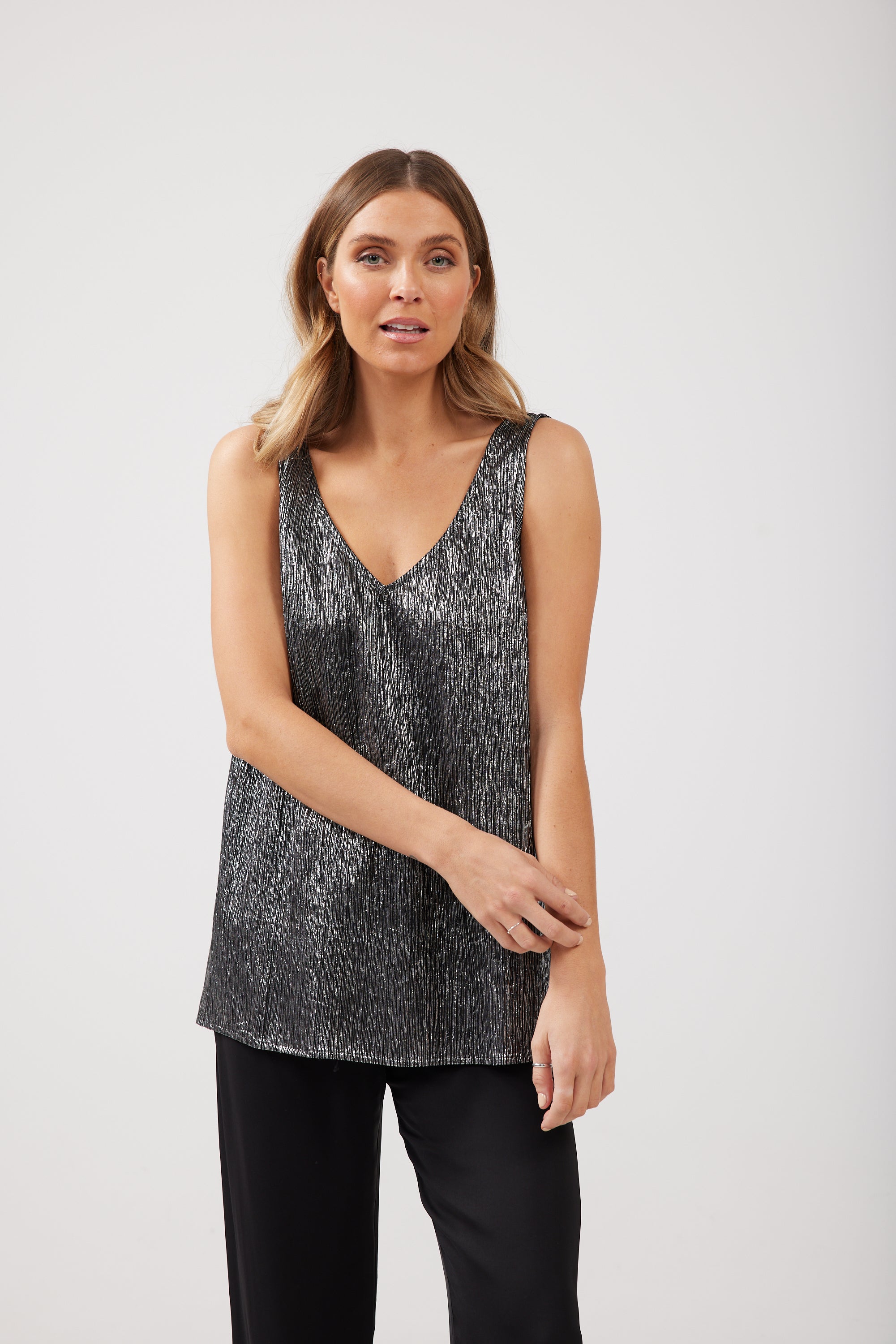 Liza Top in Black and Silver