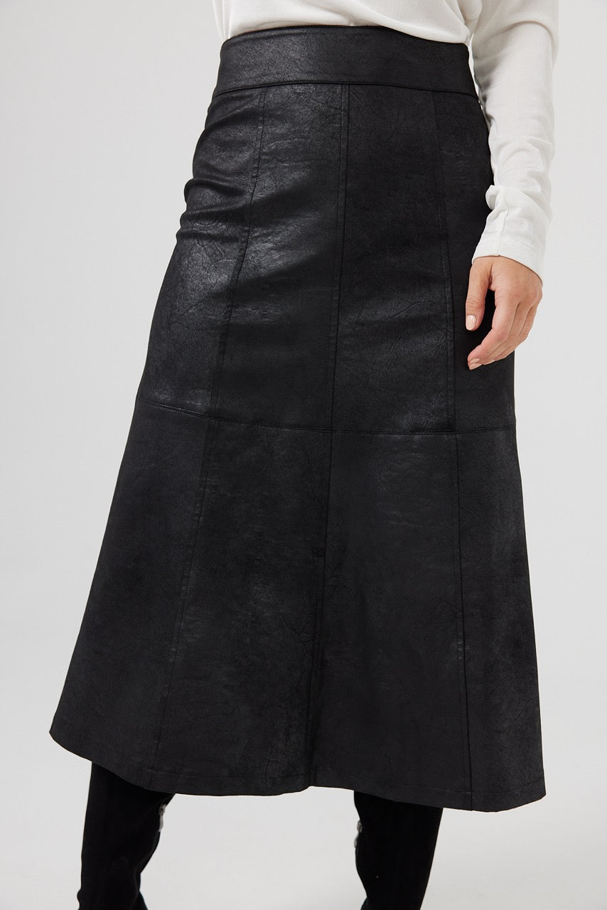 Matrix Midi Skirt in Black Wash