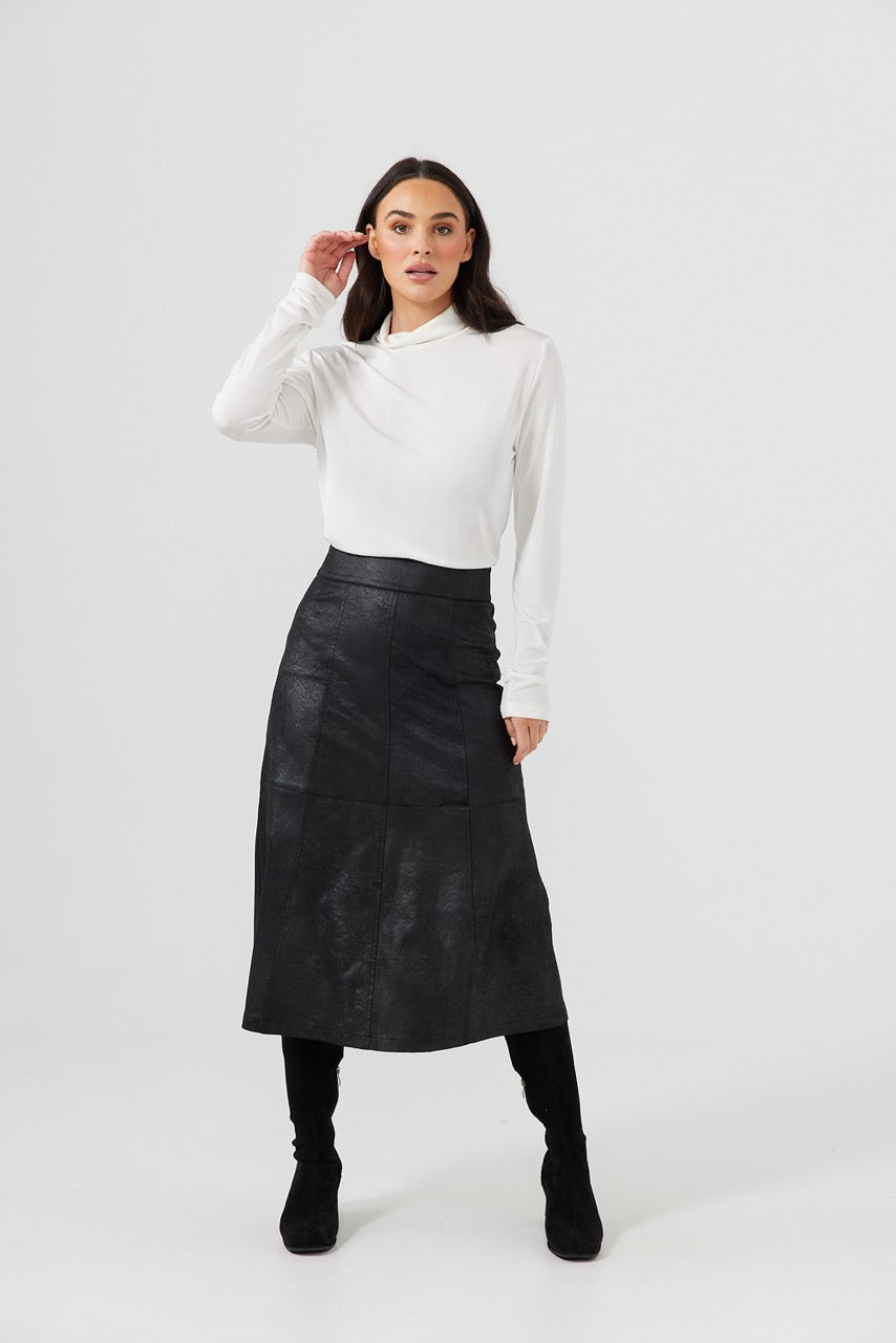 Matrix Midi Skirt in Black Wash