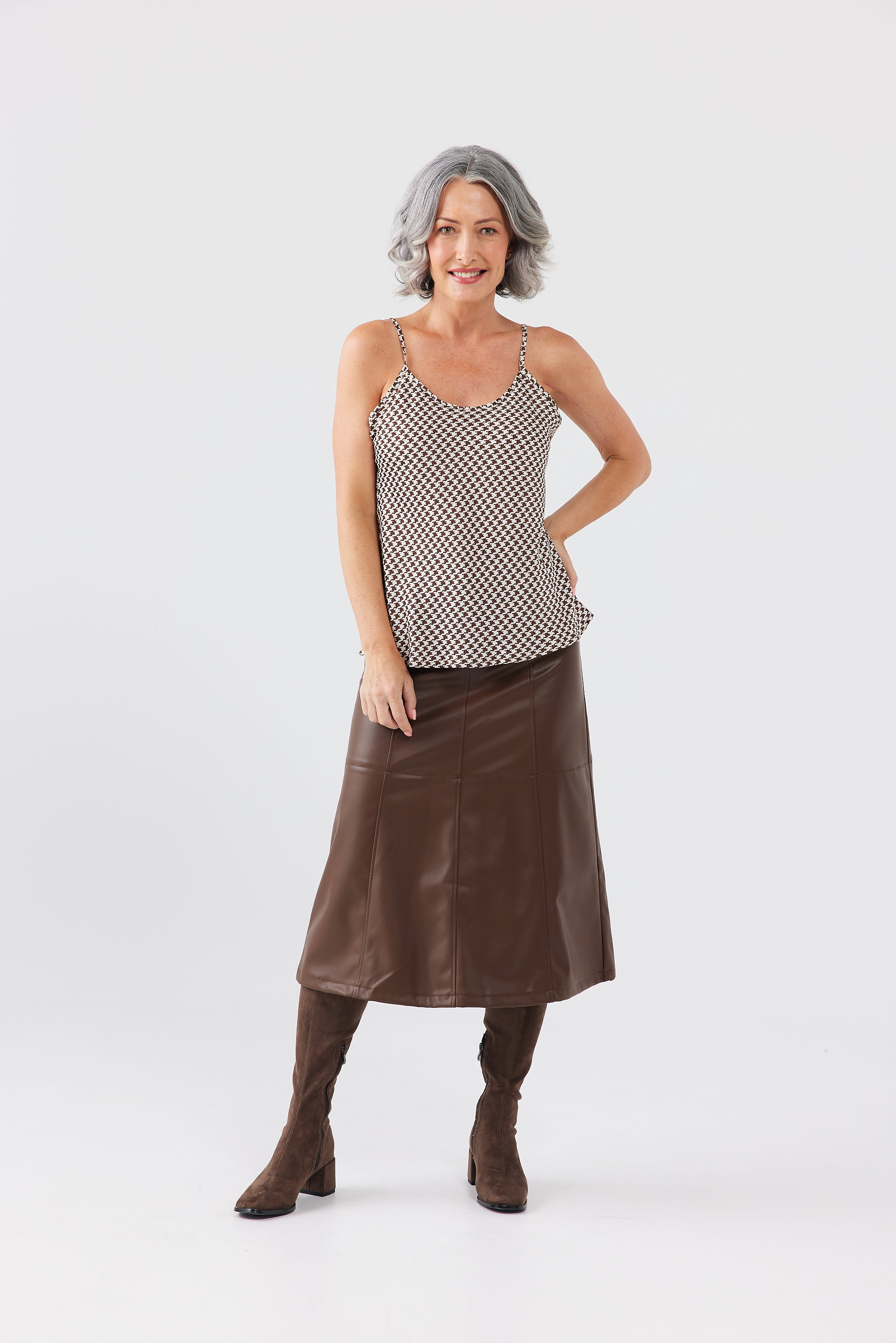 Inspiration Cami in Chocolate Houndstooth