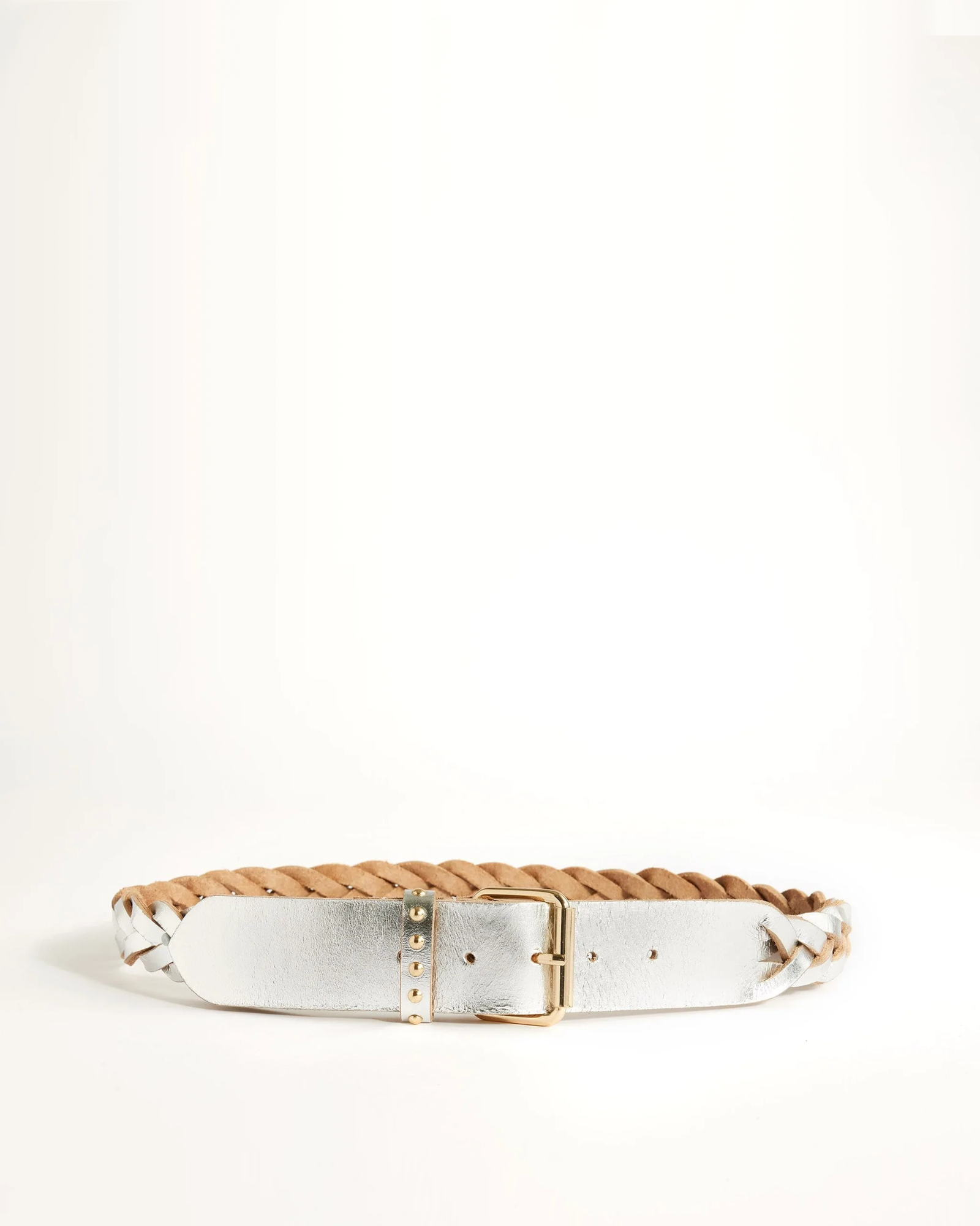 Clara Leather Belt in Silver