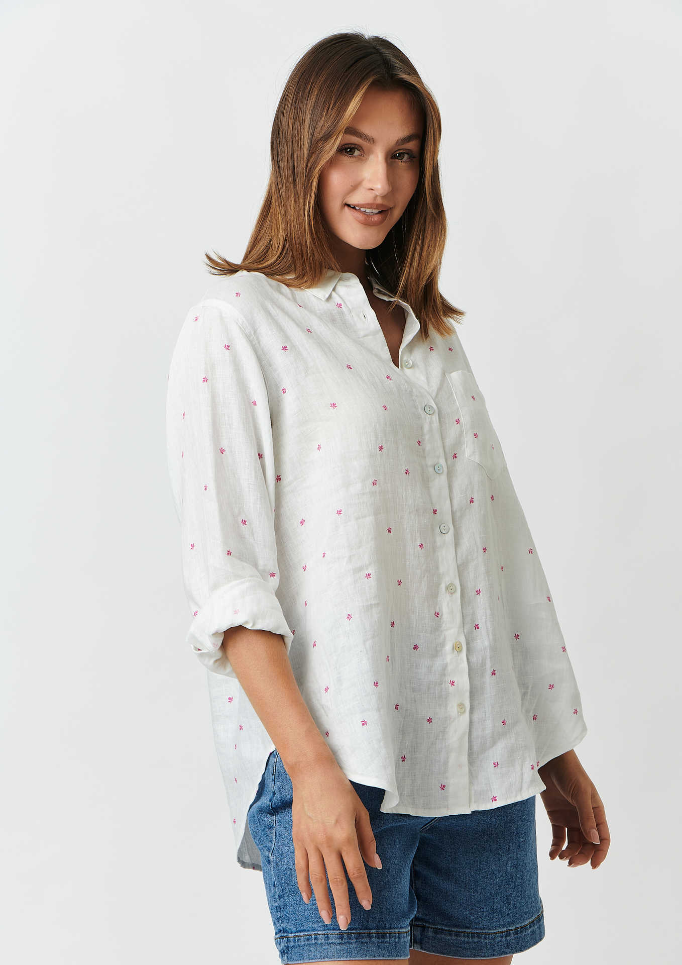 Linen Boyfriend Shirt in Rosier