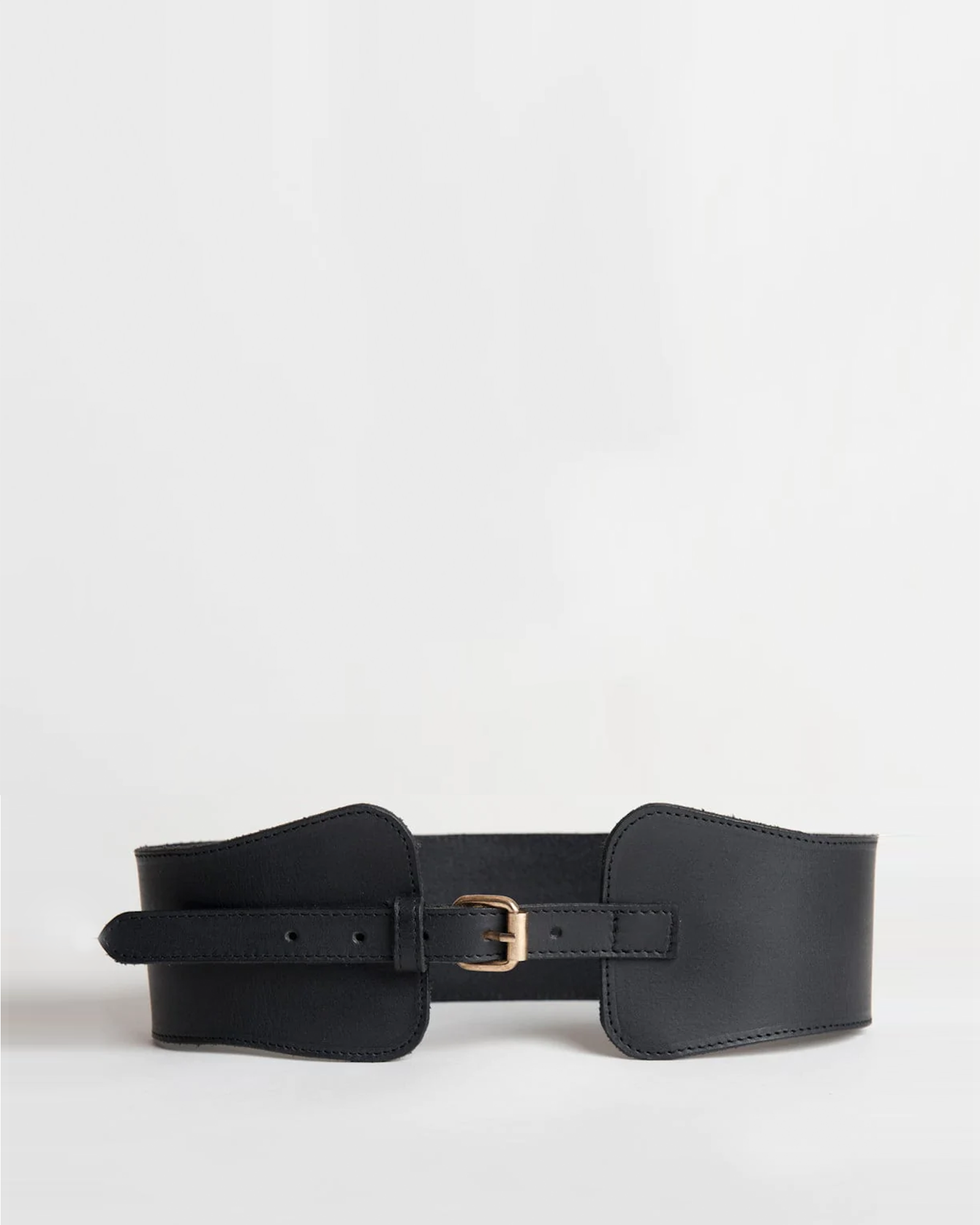 Felix Wide Leather Belt in Black