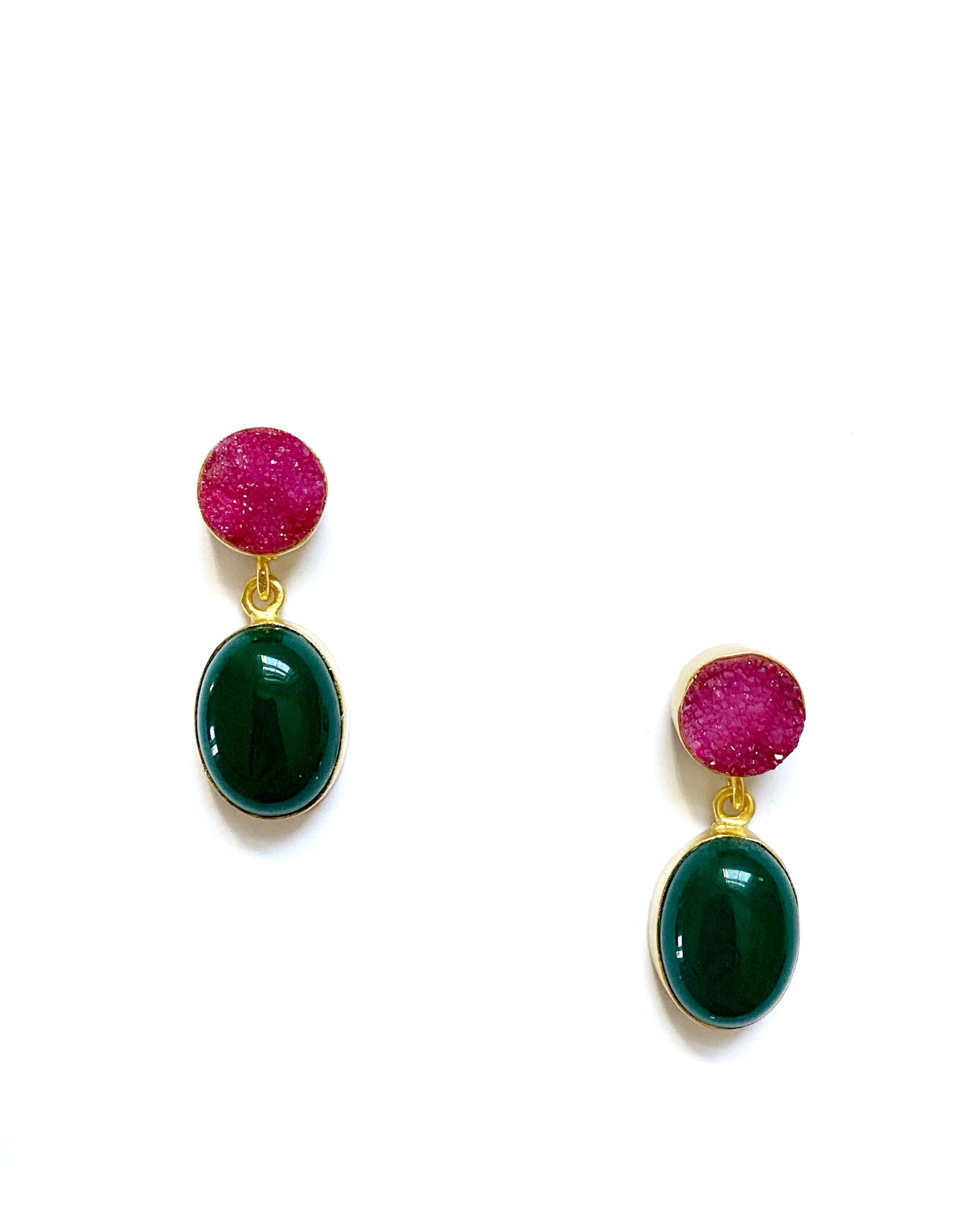 Pink and Green Earrings