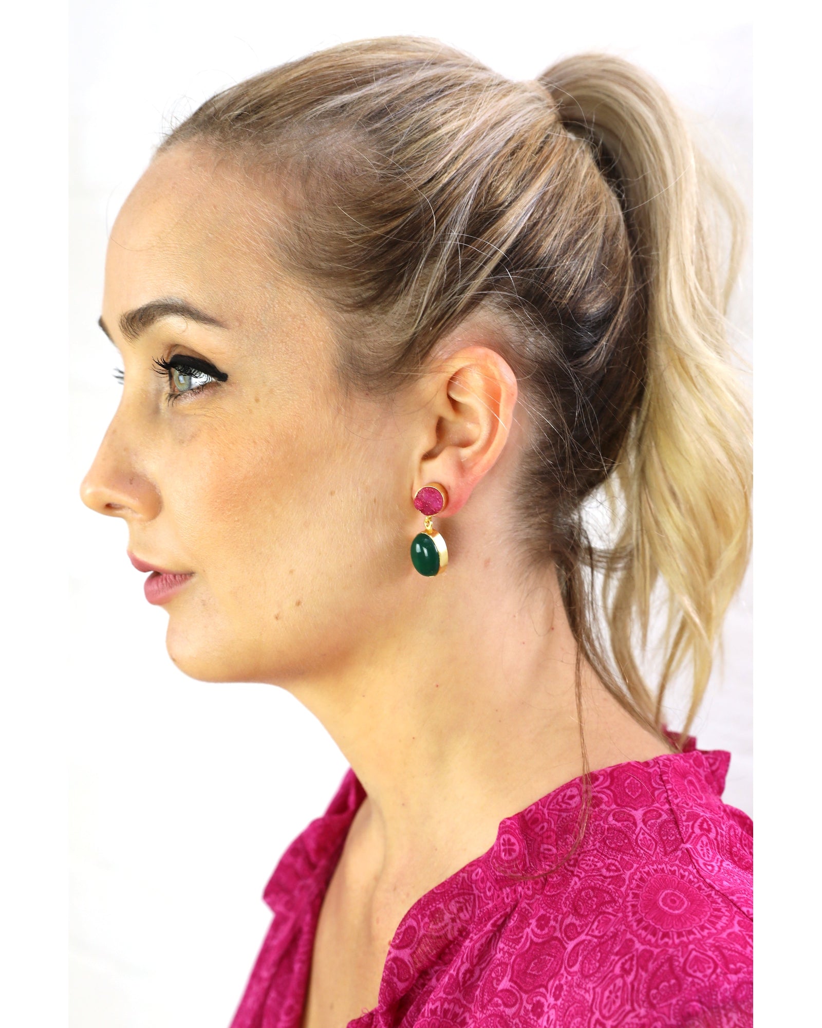 Pink and Green Earrings