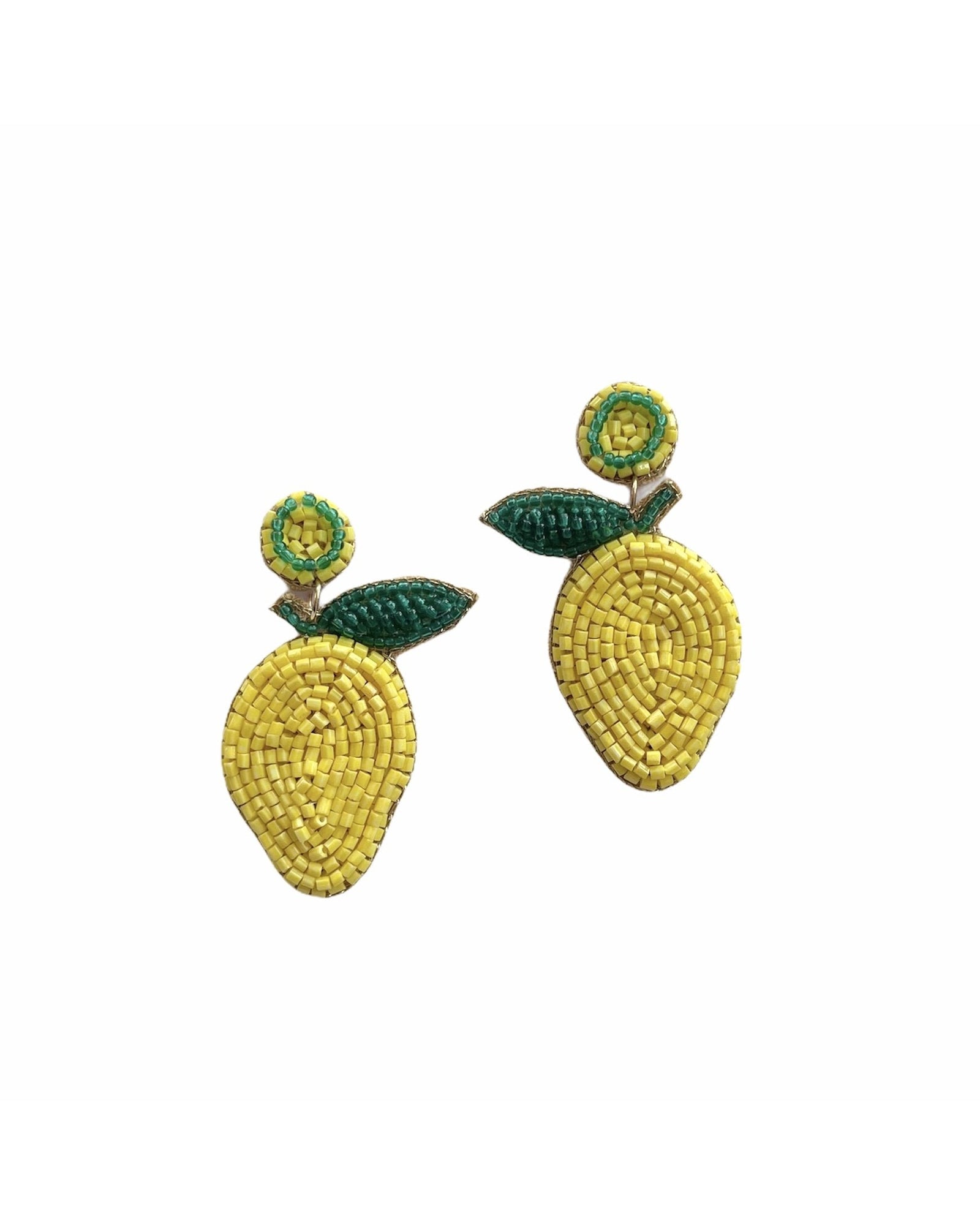 Lemon Beaded Stud Earrings