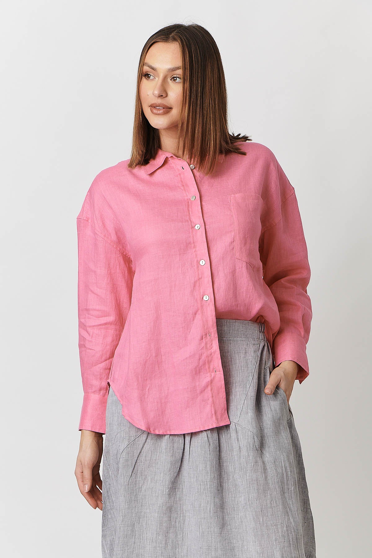 Classic Button Up Shirt in Azalea