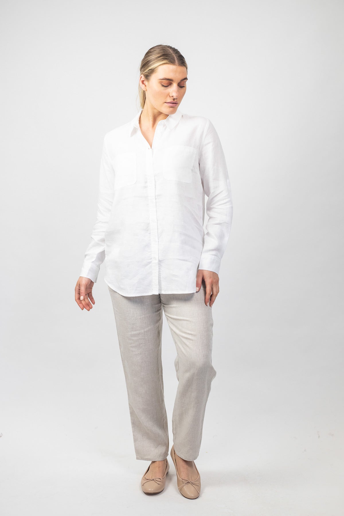 Linen Boyfriend Shirt in White