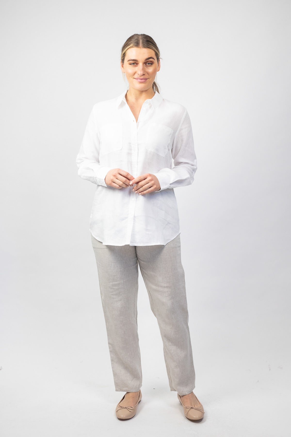 Linen Boyfriend Shirt in White