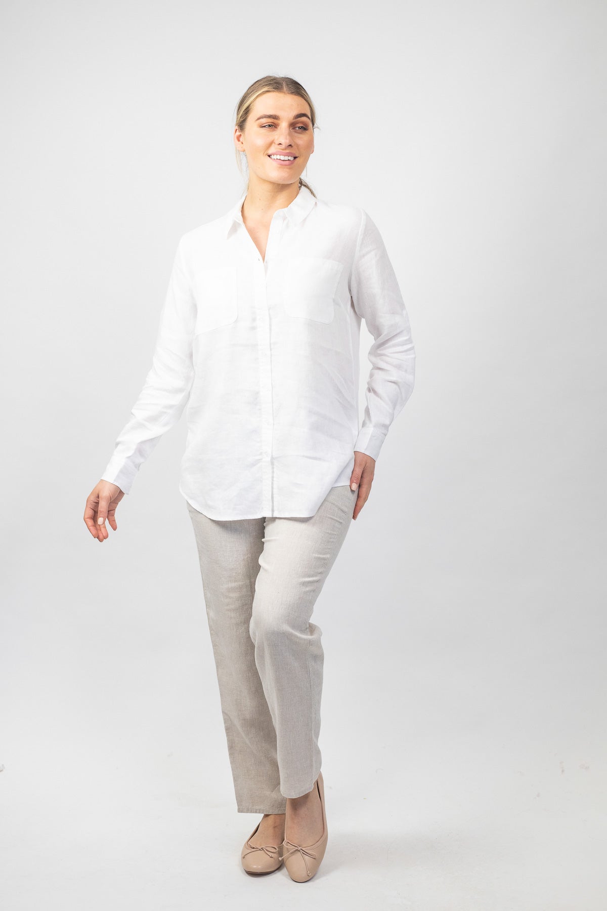 Linen Boyfriend Shirt in White