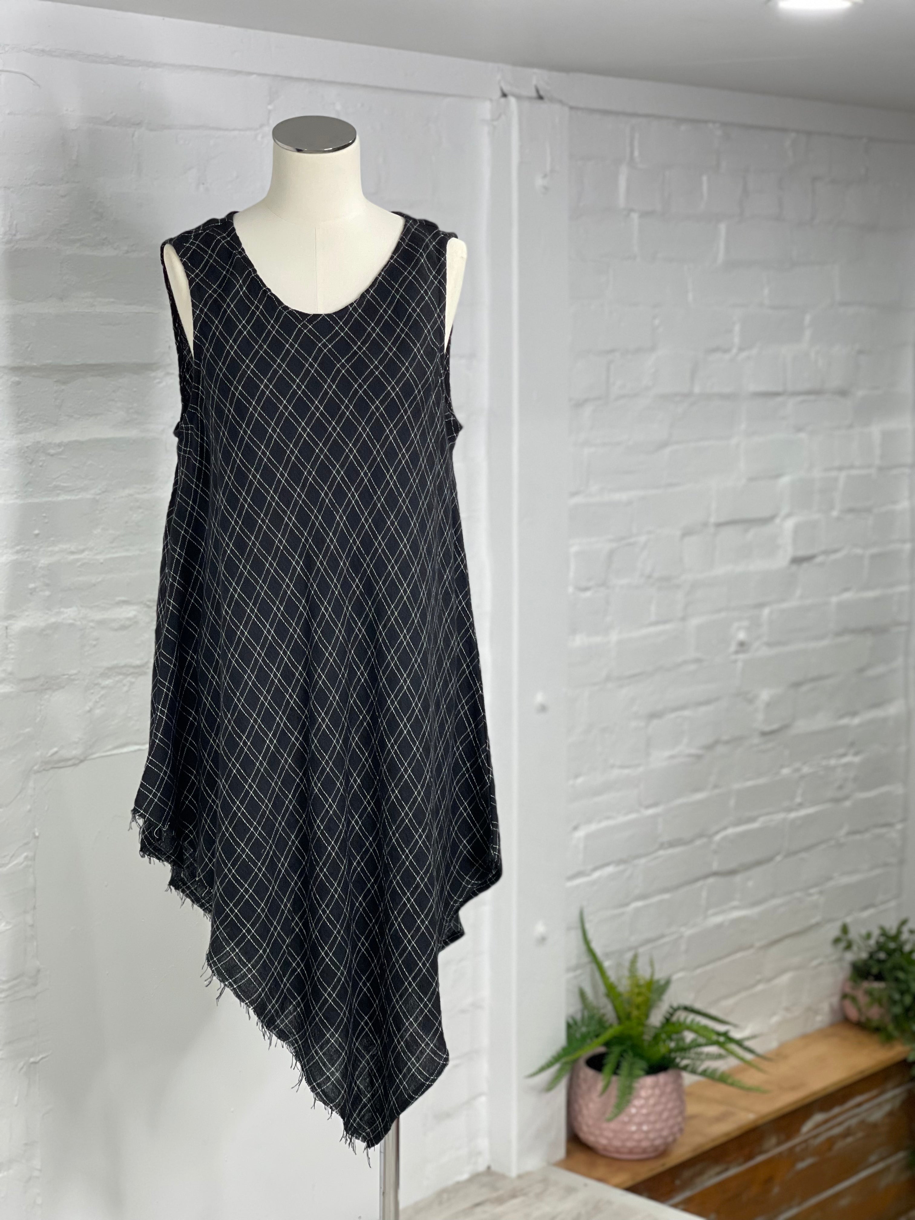 Diagonal Tunic in Black Check