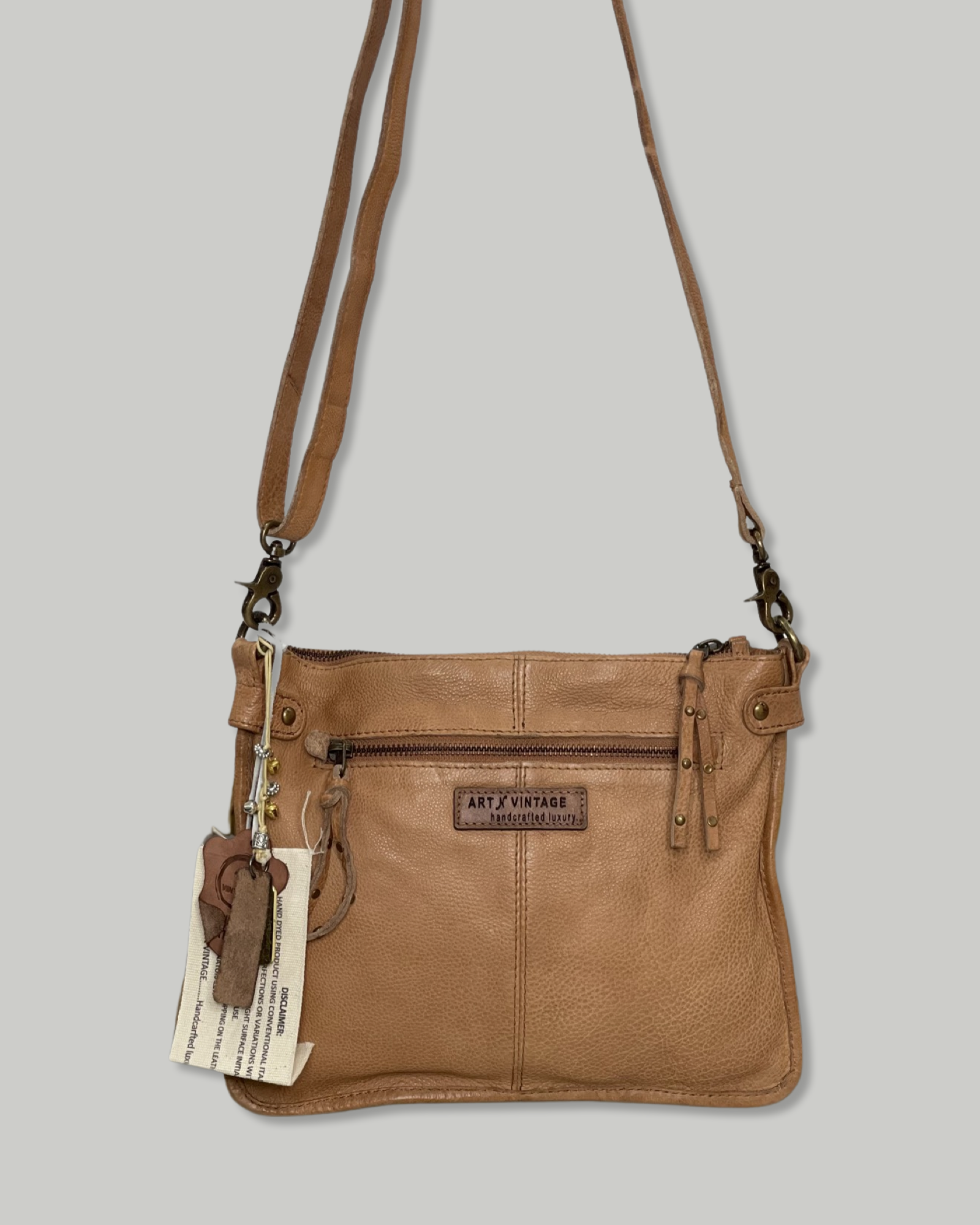 Carrie Front Zip Crossbody Bag in Barley/Navy