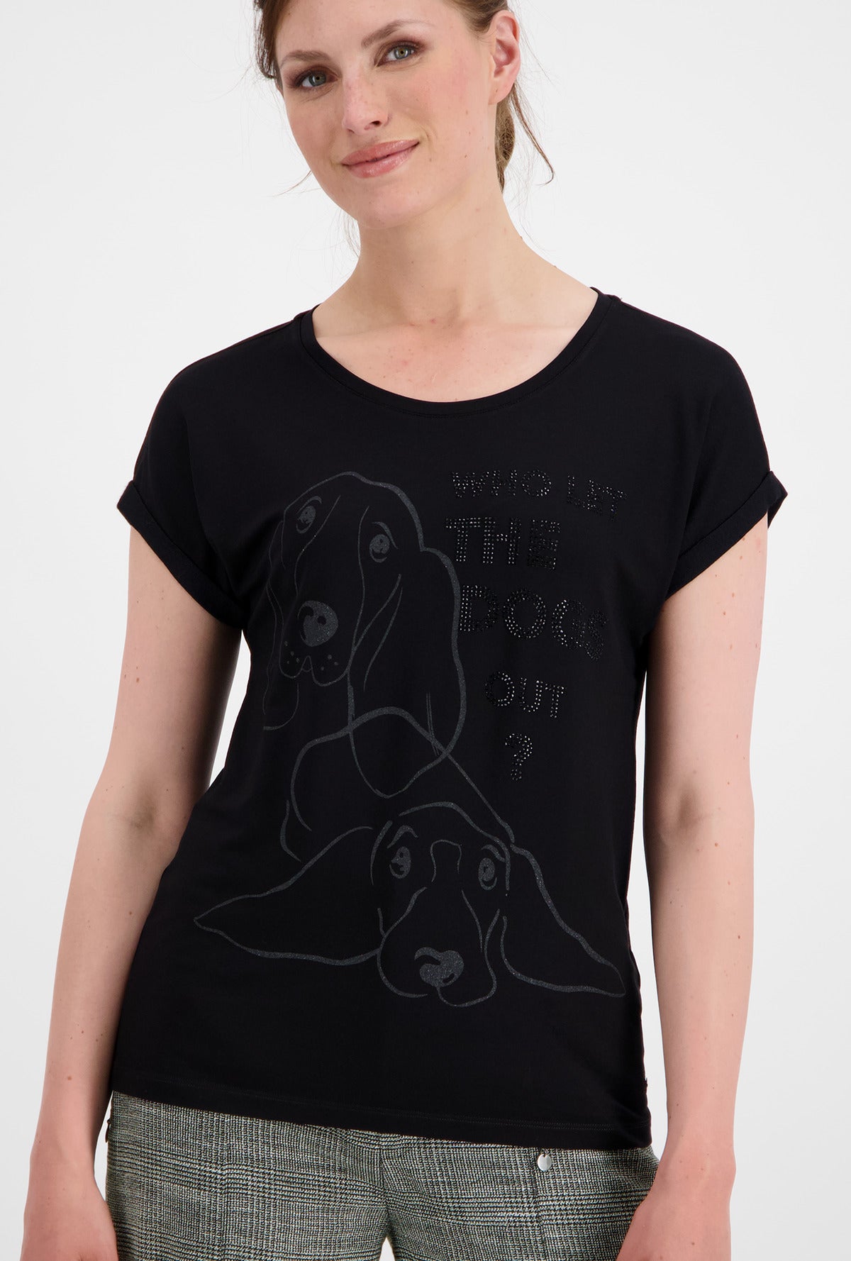 Black Rhinestone Dog Script Tee