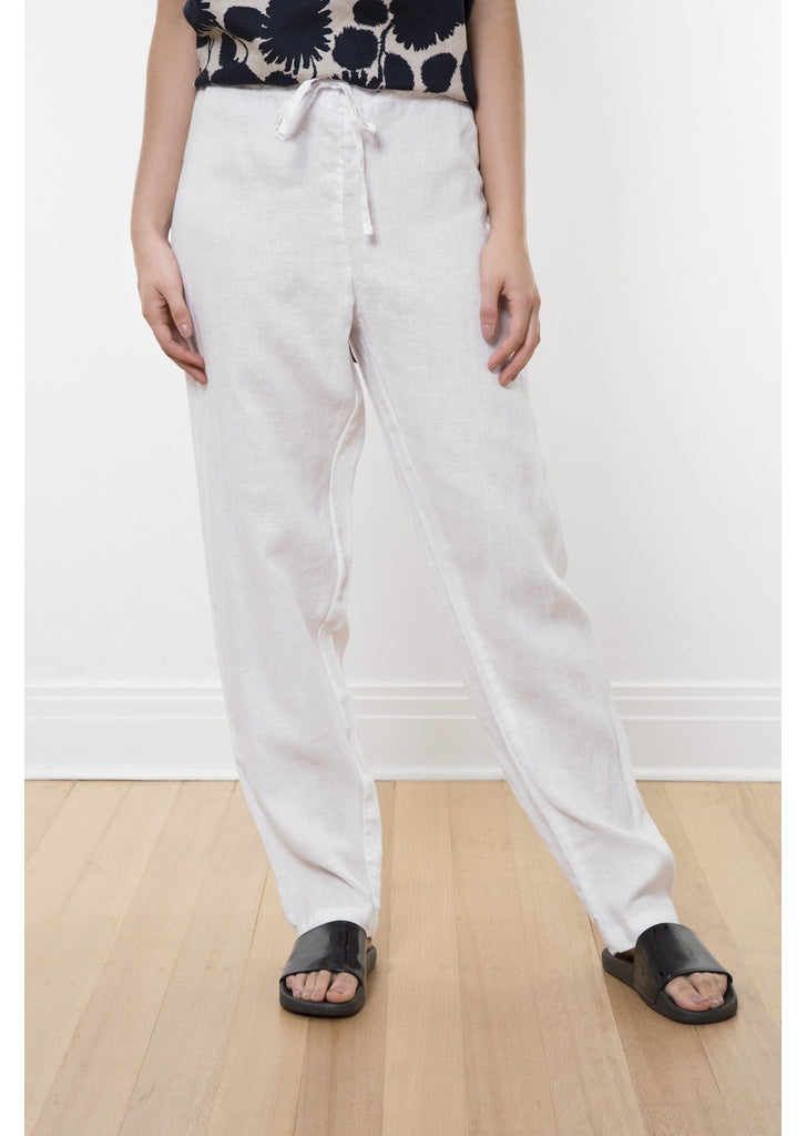 Linen Drawstring Pant in White