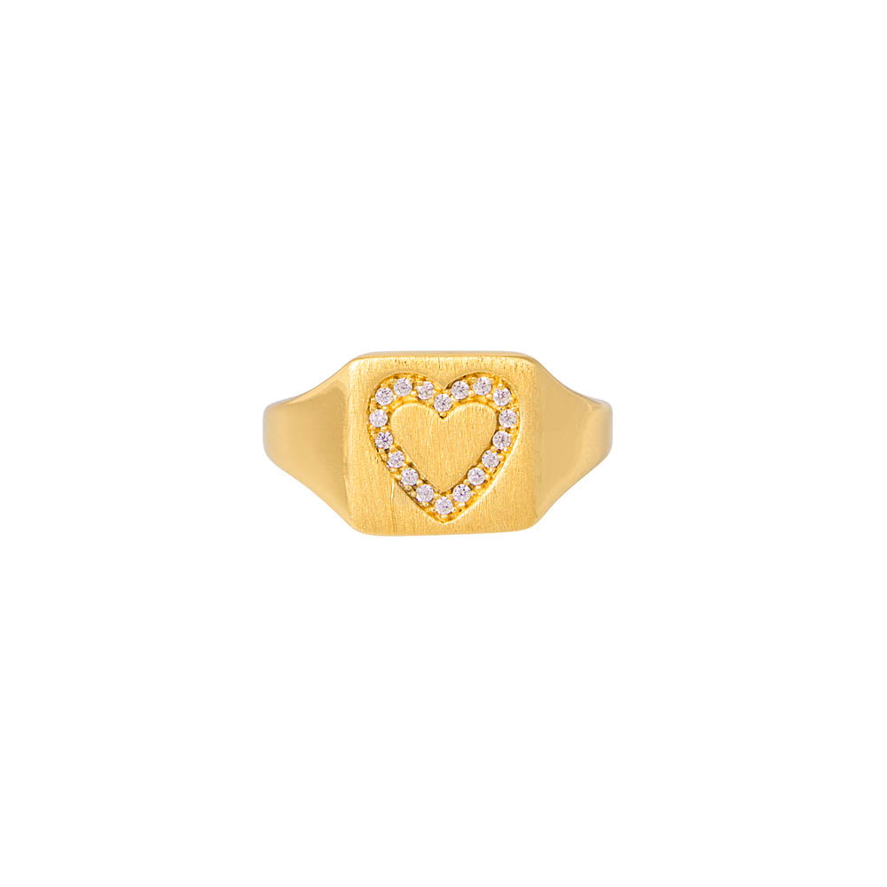 Crystal Heart Signet Ring