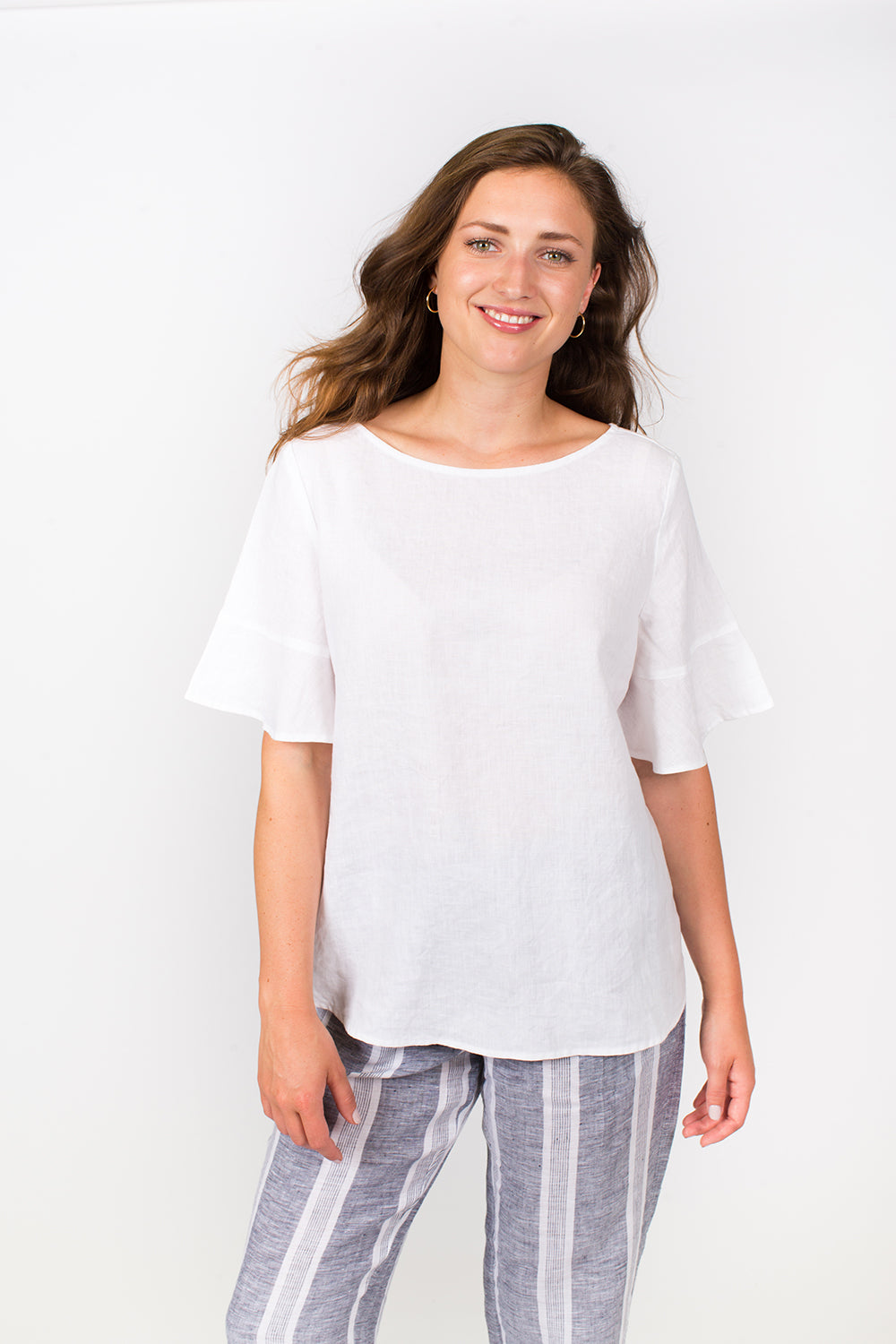 Frill Sleeve Top in White