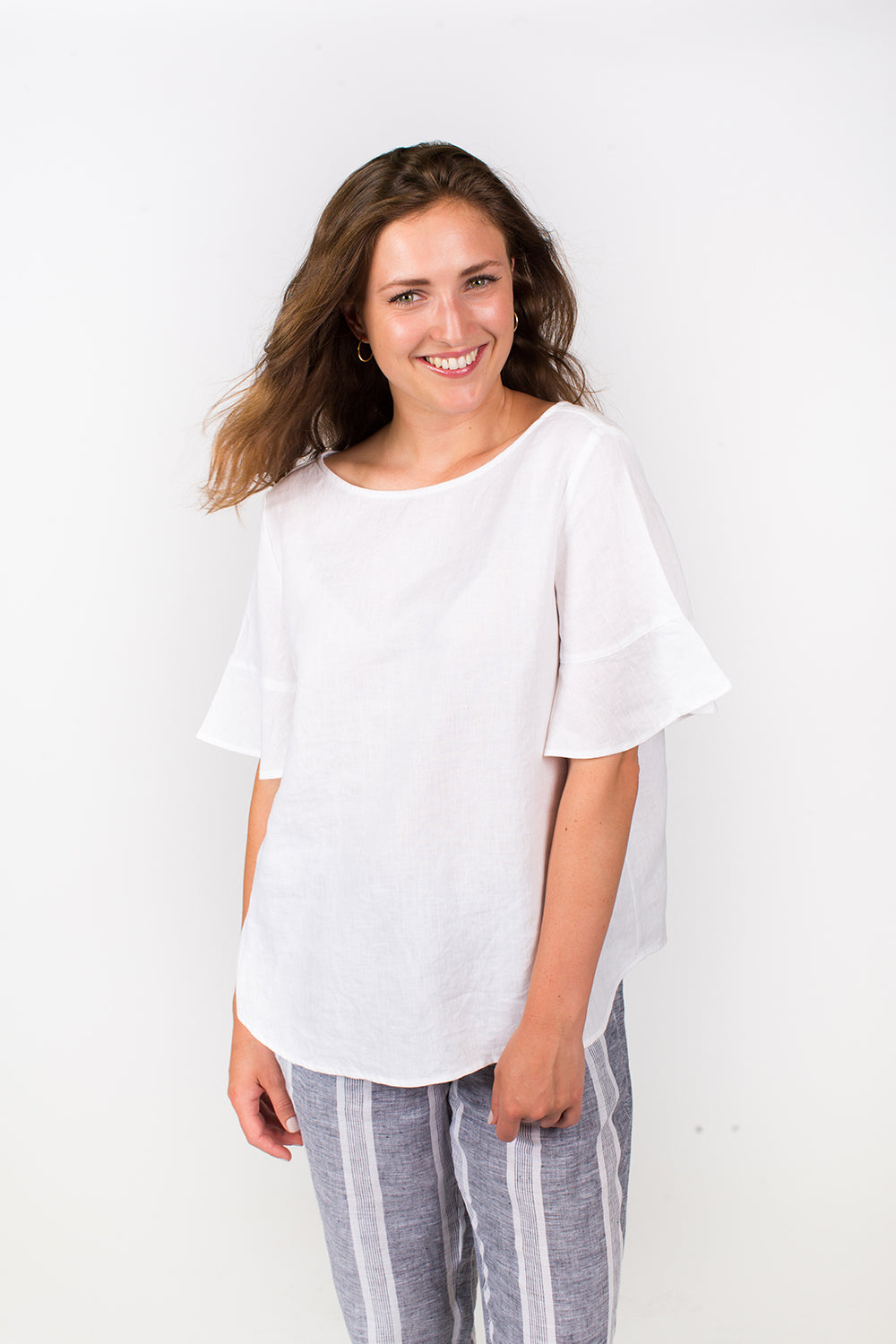 Frill Sleeve Top in White