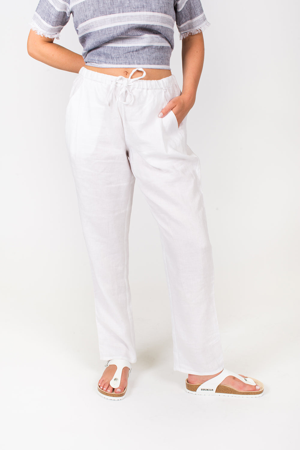 Drawstring Pant in White