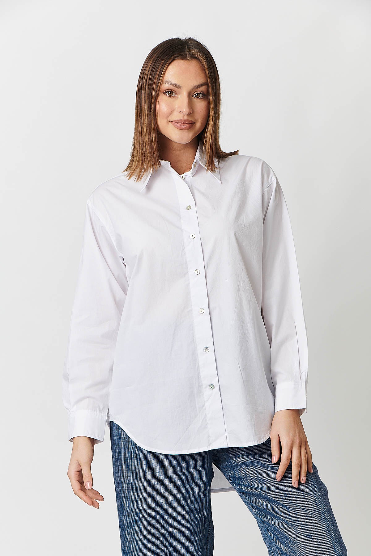 Cotton Boyfriend Shirt in White