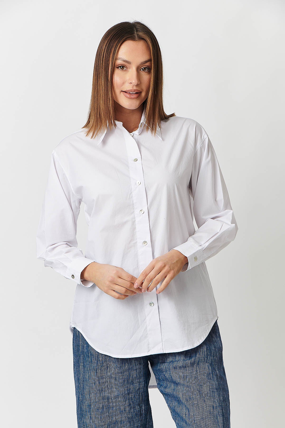 Cotton Boyfriend Shirt in White