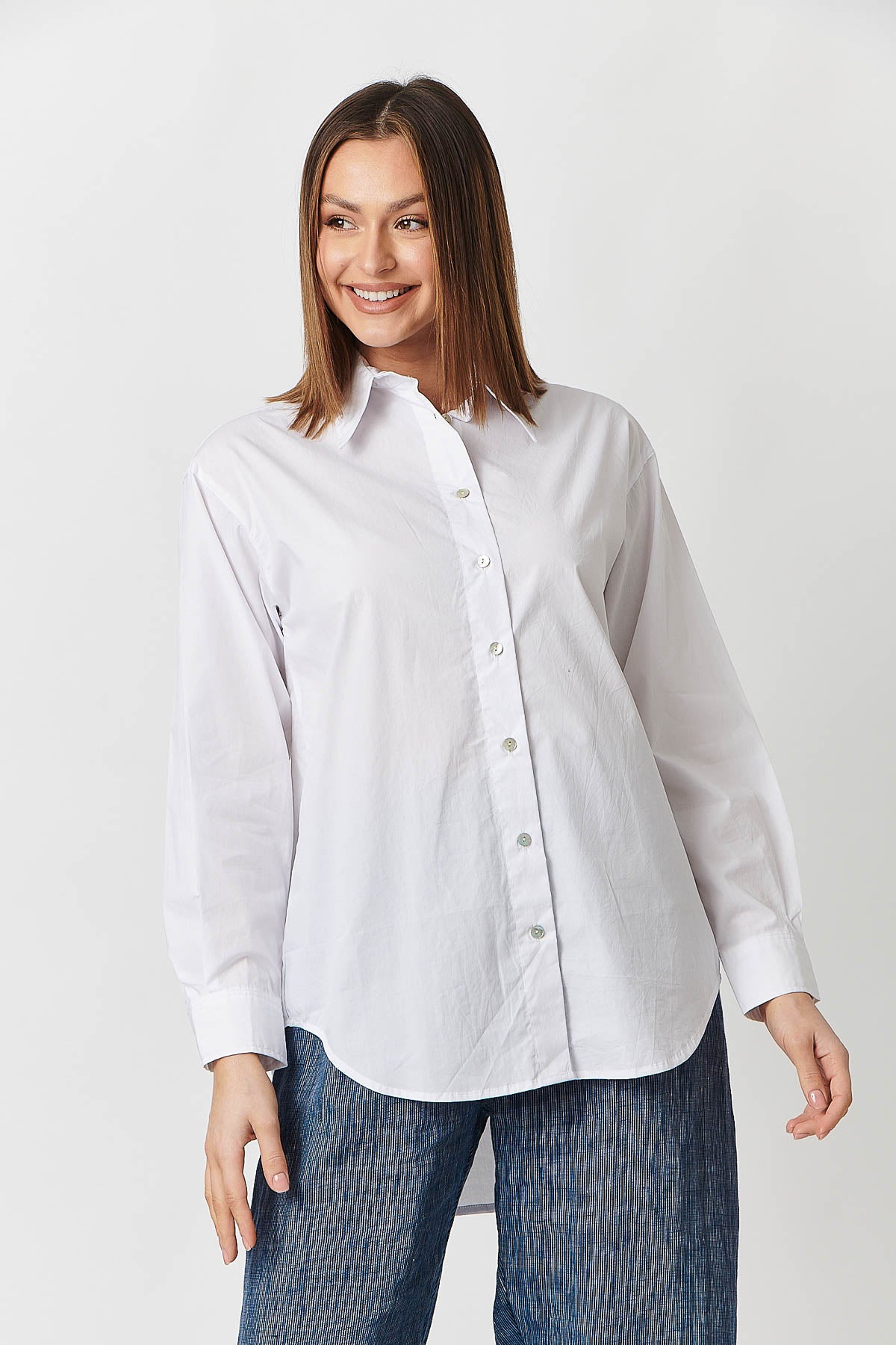 Cotton Boyfriend Shirt in White