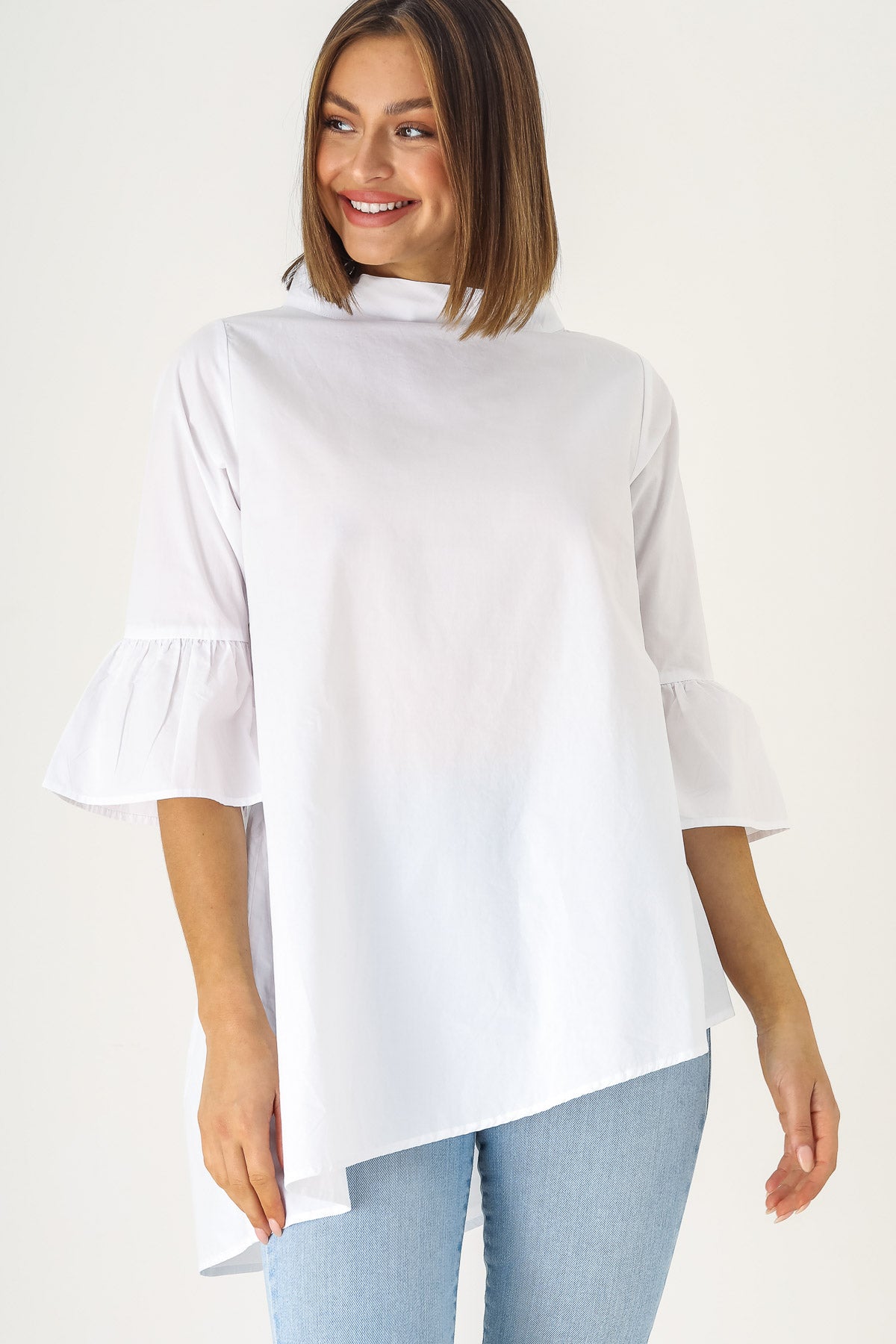 Mock Neck Top in White