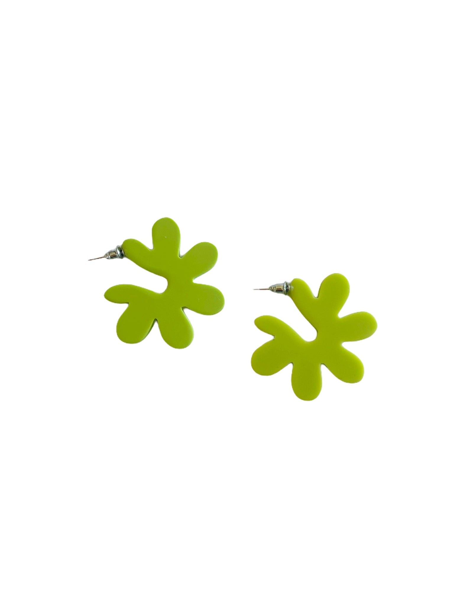 Green Flower Stud Earrings