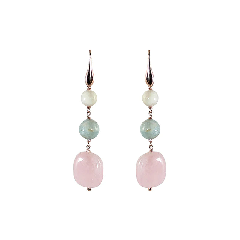 Morganite Three Drop Earrings