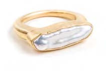 Gold Pearl Bar Ring