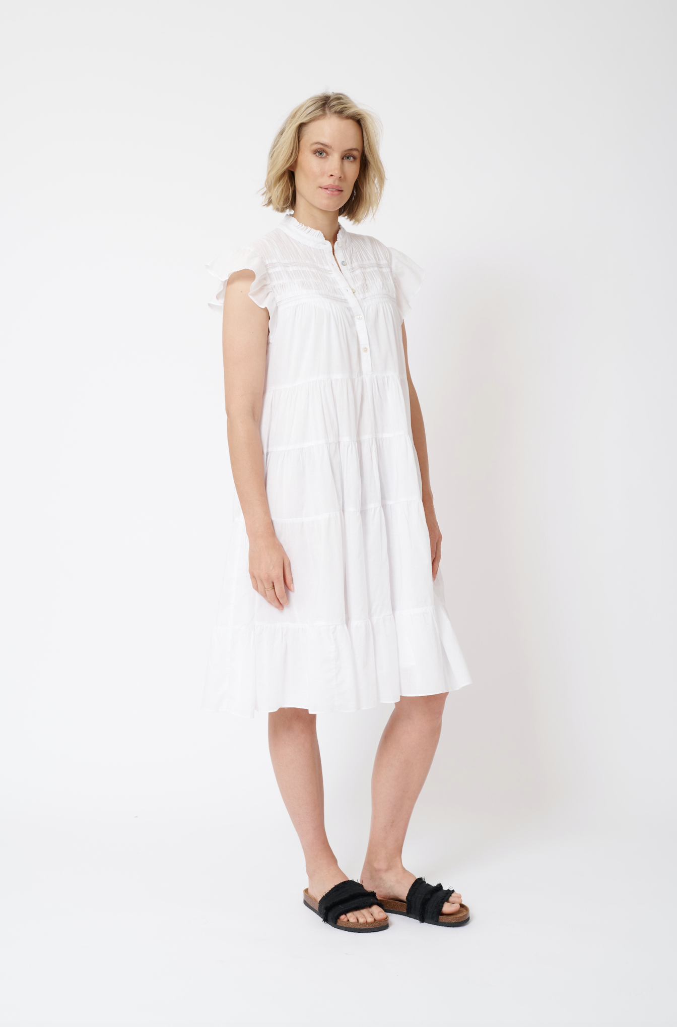 Giselle Cotton Voile Dress in White