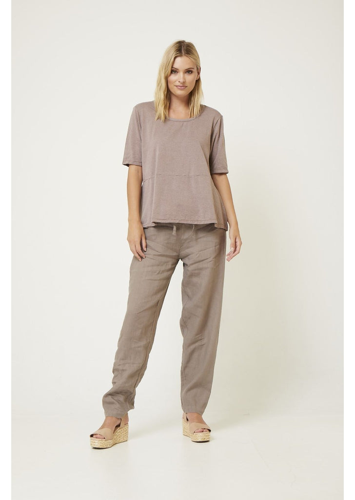 Linen Drawstring Pant in White