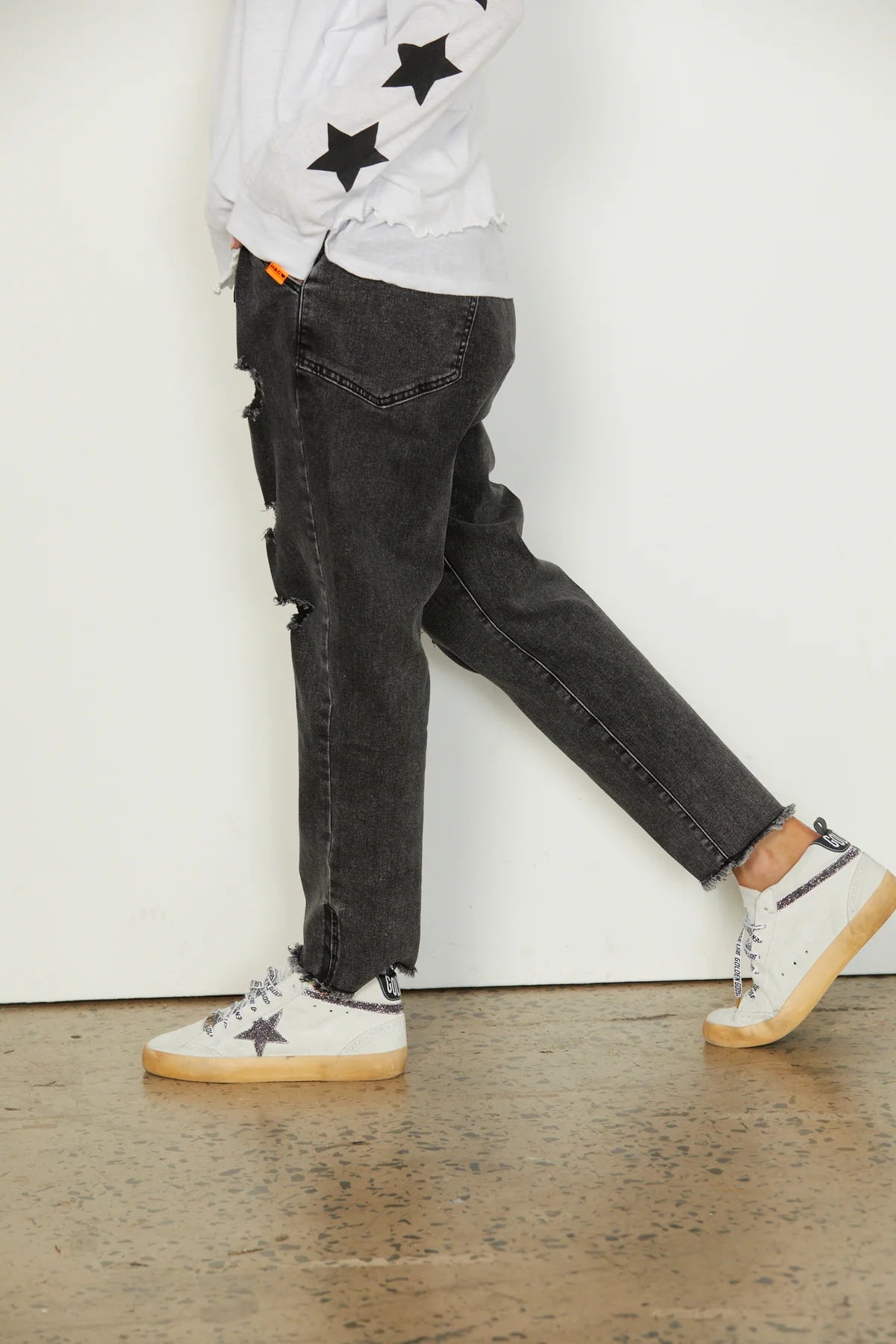 Black Denim Distressed Jean