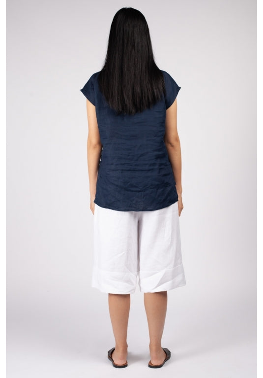 Fuzuki Fold Top in Navy